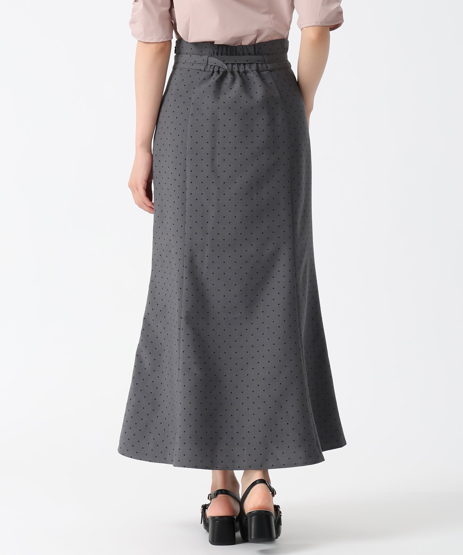 トランテアン ソン ドゥ モード 31 Sons de mode 2025秋冬新作 アソート柄ベルト付マーメイドスカート (GREY) GREY