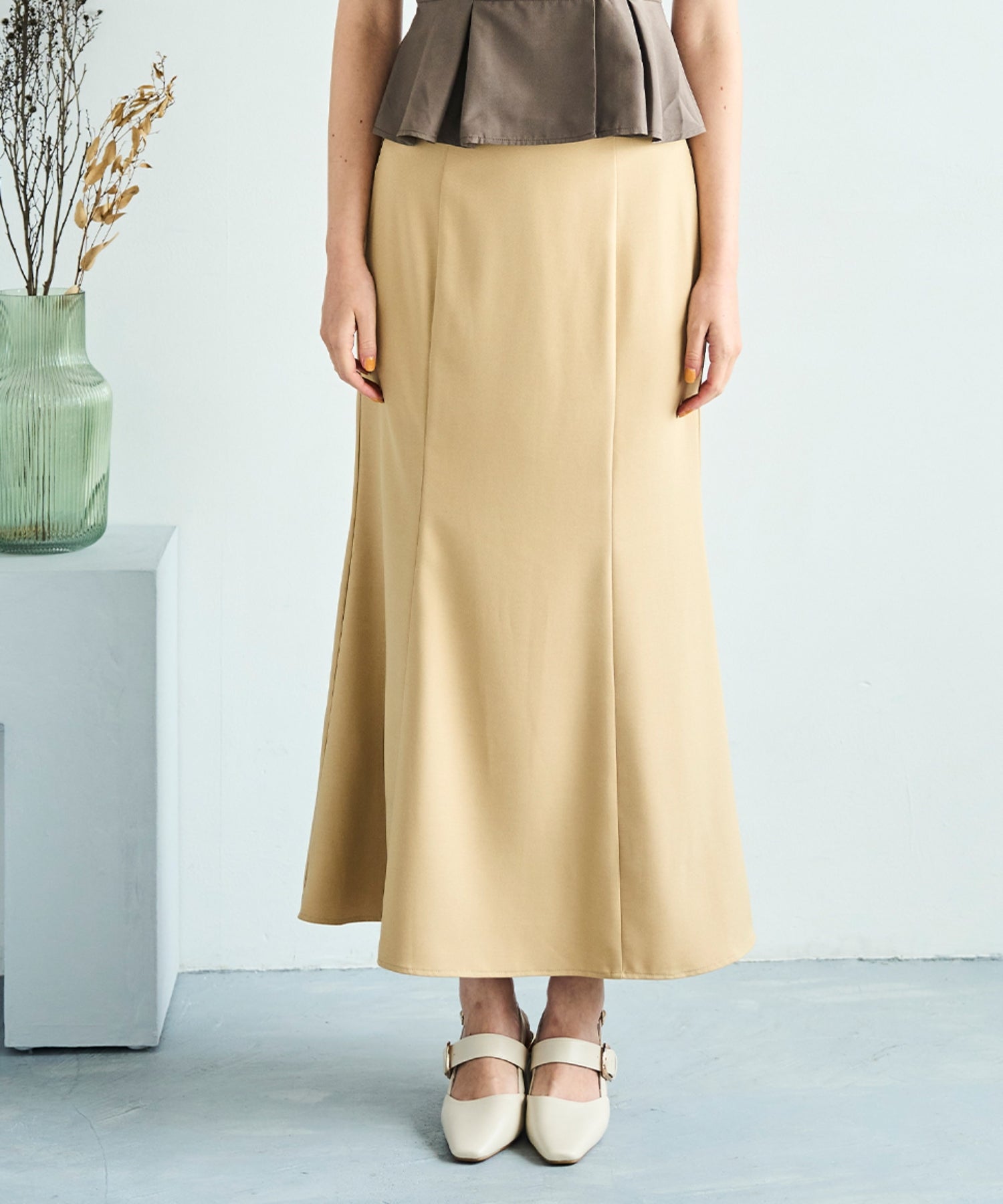 トランテアン ソン ドゥ モード 31 Sons de mode 2025秋冬新作 アソート柄ベルト付マーメイドスカート (MUSTARD) MUSTARD