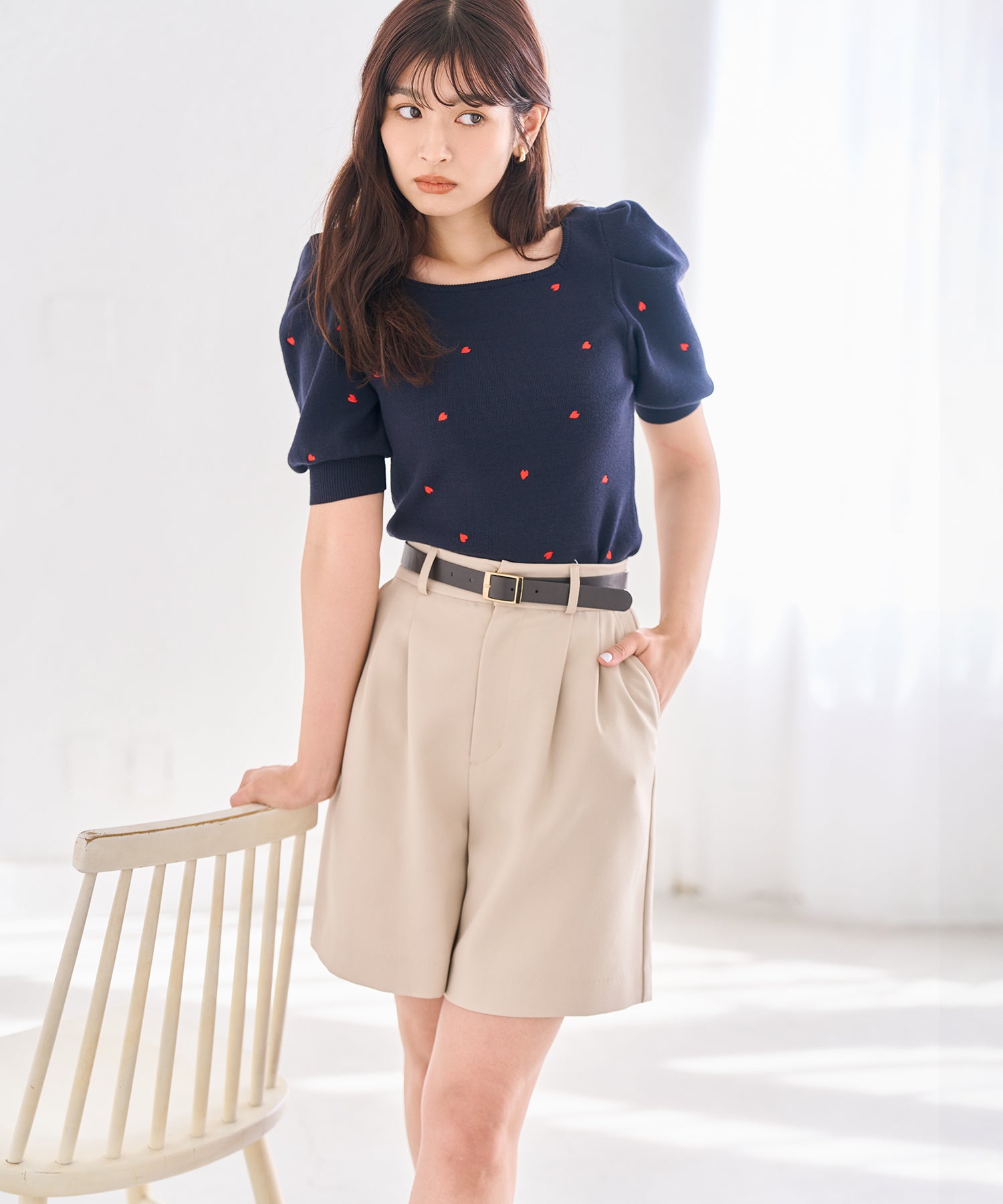 トランテアン ソン ドゥ モード 31 Sons de mode 2025秋冬新作 ベルト付ショートパンツ (BEIGE) BEIGE