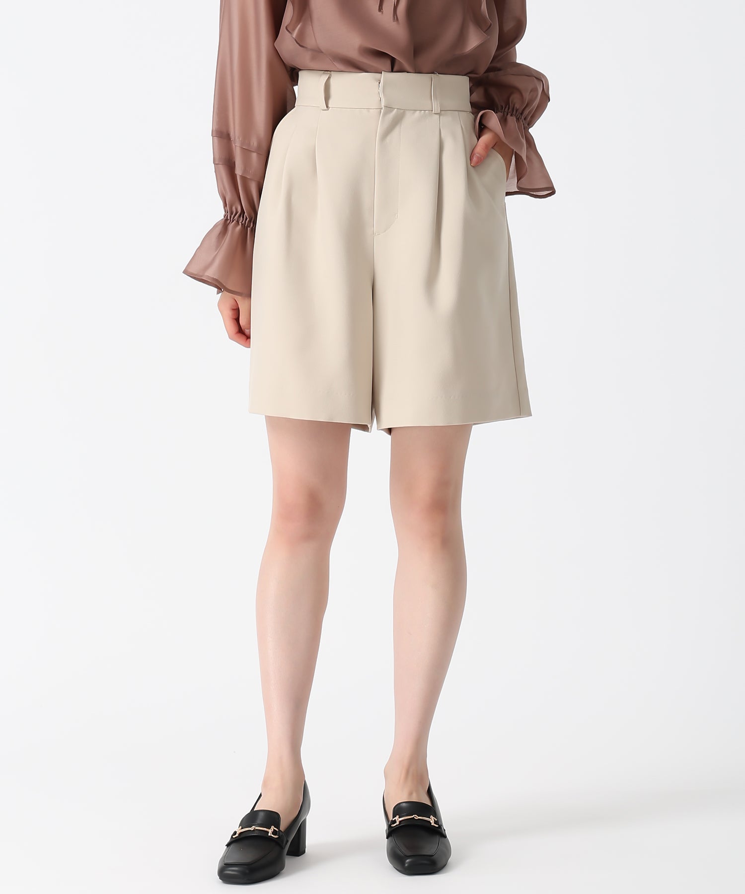 トランテアン ソン ドゥ モード 31 Sons de mode 2025秋冬新作 ベルト付ショートパンツ (BEIGE) BEIGE