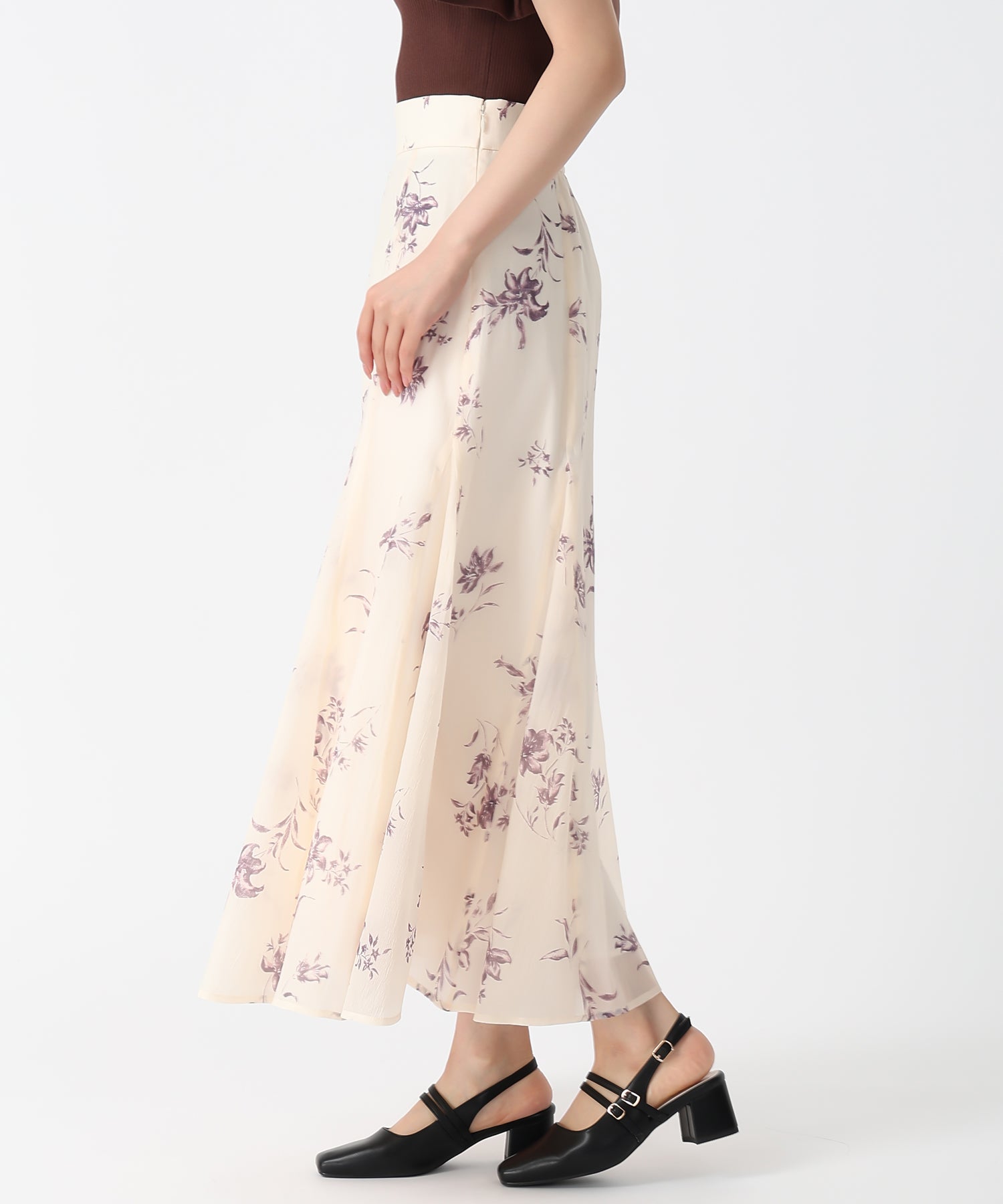 トランテアン ソン ドゥ モード 31 Sons de mode 2025秋冬新作 フラワー柄シアースカート (L.GREEN) L.GREEN