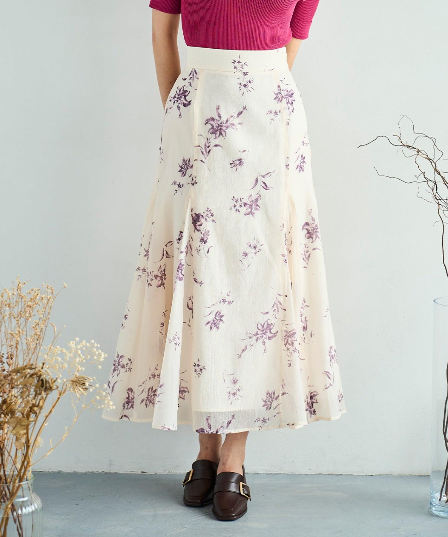 トランテアン ソン ドゥ モード 31 Sons de mode 2025秋冬新作 フラワー柄シアースカート (BEIGE) BEIGE