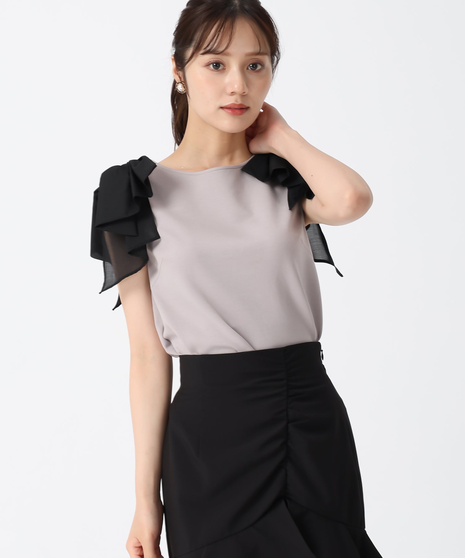 トランテアン ソン ドゥ モード 31 Sons de mode 2025秋冬新作 ショルダーリボンカットソー (LAVENDER) LAVENDER