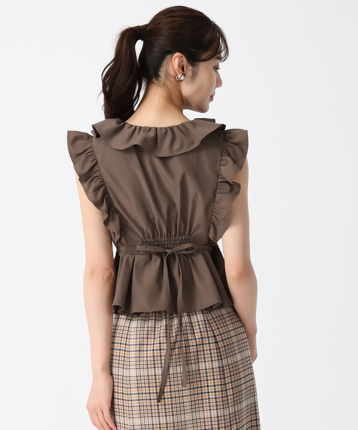 トランテアン ソン ドゥ モード 31 Sons de mode 2025秋冬新作 フリルペプラムブラウス (YELLOW) YELLOW