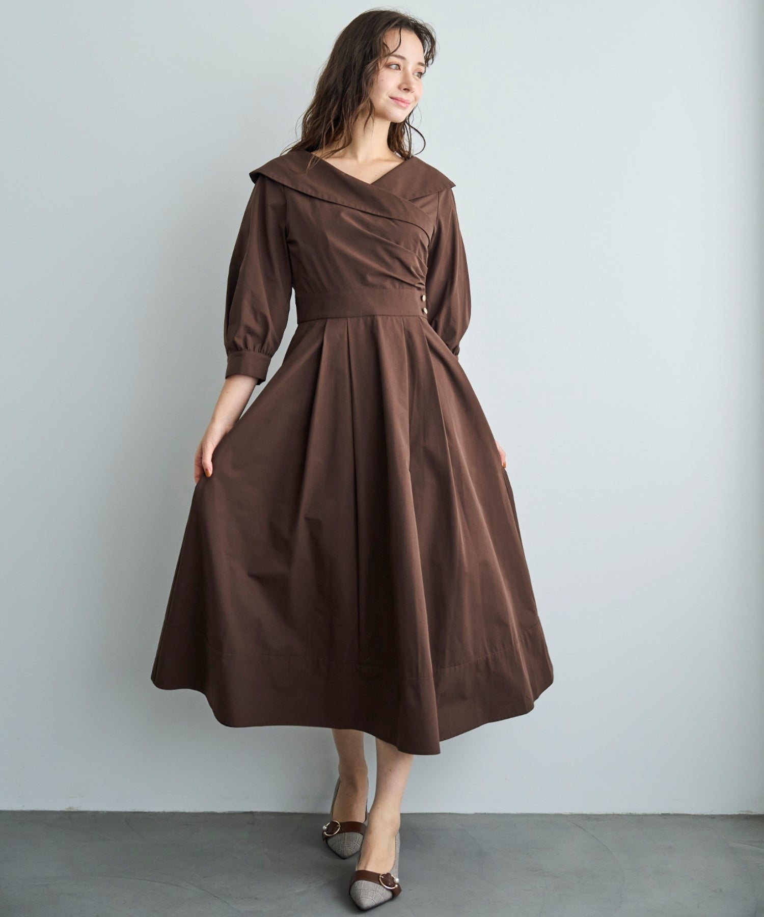 トランテアン ソン ドゥ モード 31 Sons de mode 2025秋冬新作 カシュクールワンピース TT537405 (BROWN) BROWN