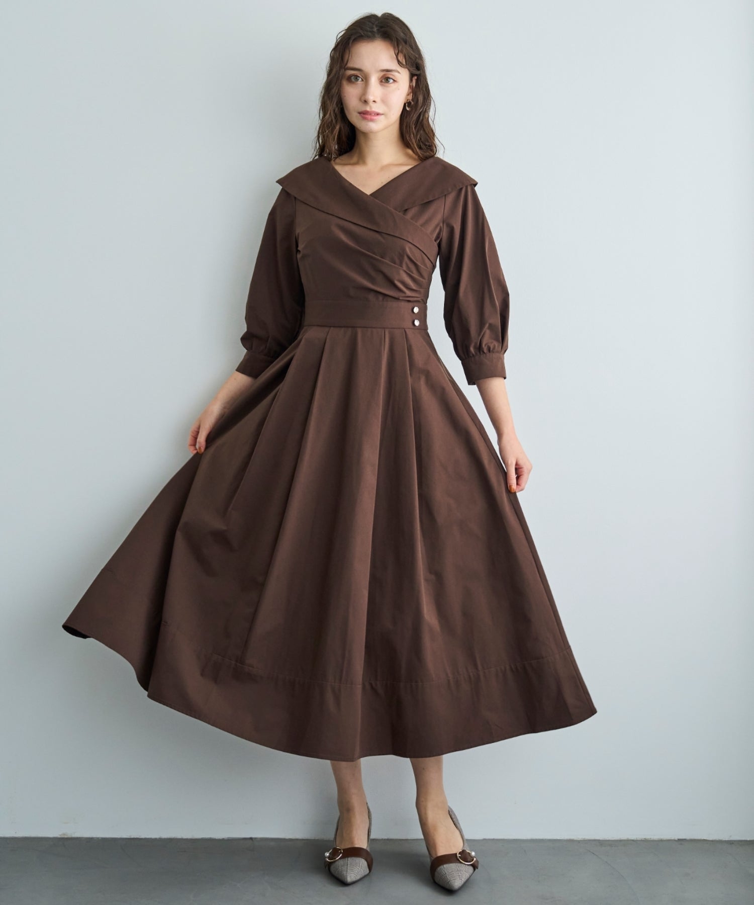 トランテアン ソン ドゥ モード 31 Sons de mode 2025秋冬新作 カシュクールワンピース TT537405 (BROWN) BROWN