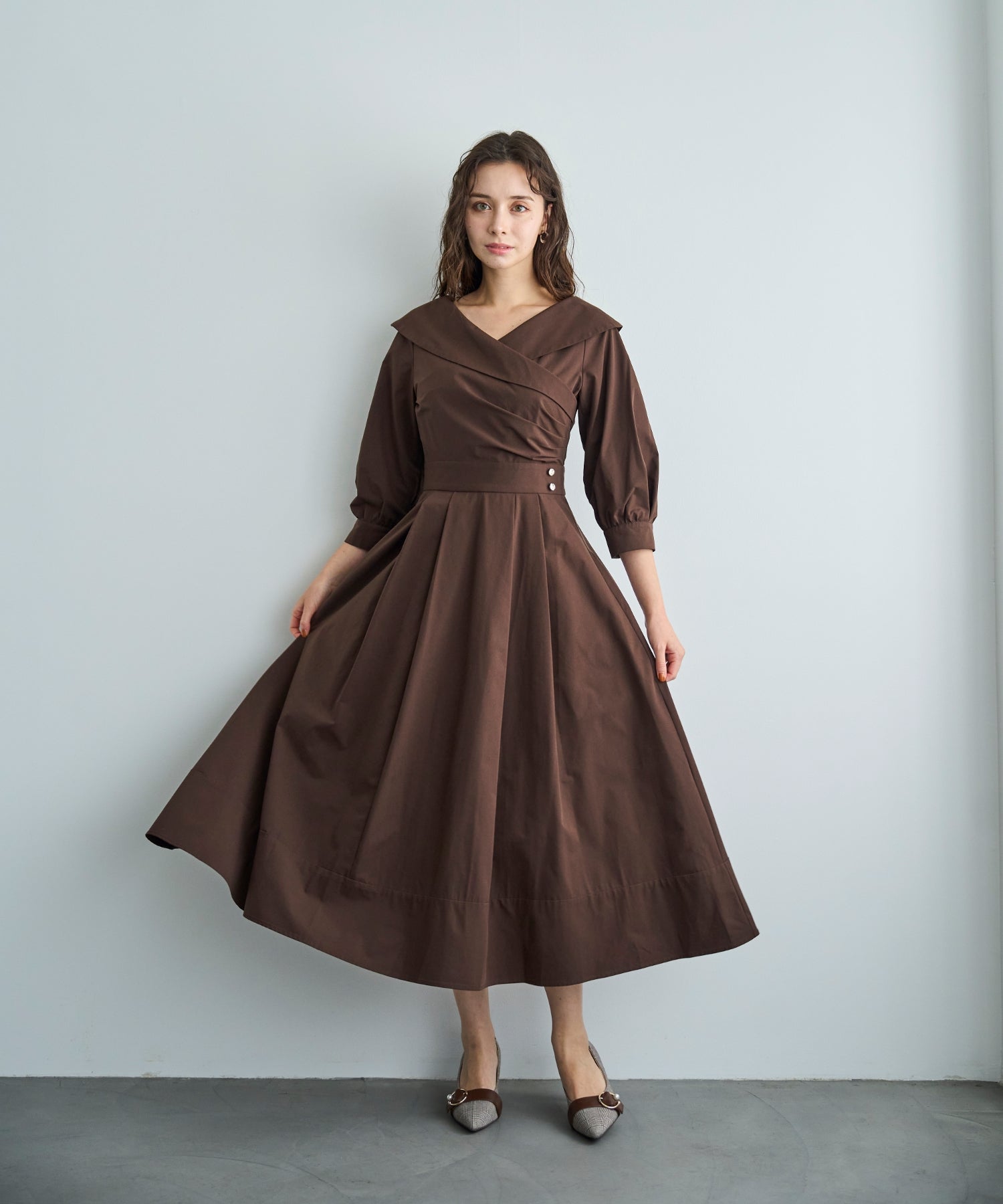 トランテアン ソン ドゥ モード 31 Sons de mode 2025秋冬新作 カシュクールワンピース TT537405 (BROWN) BROWN