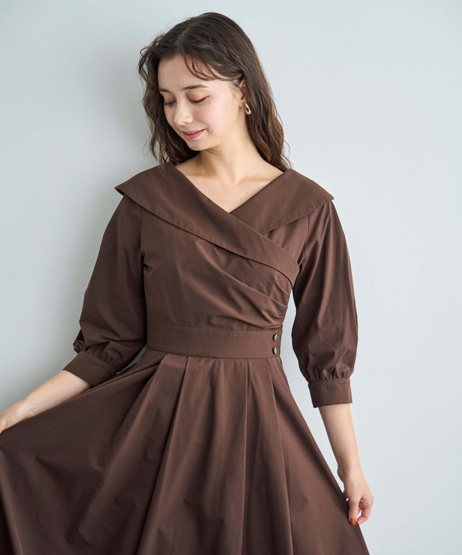 トランテアン ソン ドゥ モード 31 Sons de mode 2025秋冬新作 カシュクールワンピース TT537405 (BROWN) BROWN