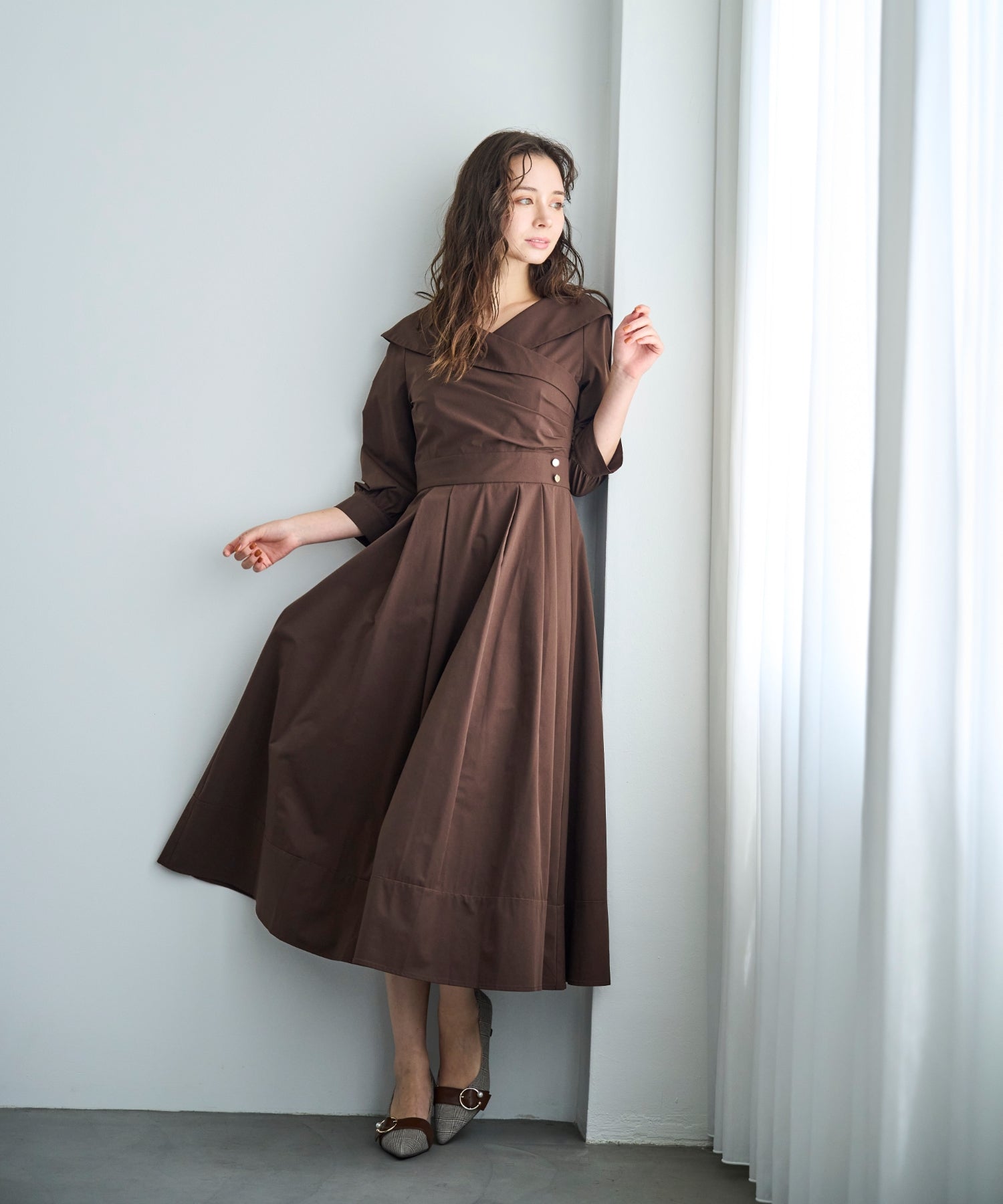 トランテアン ソン ドゥ モード 31 Sons de mode 2025秋冬新作 カシュクールワンピース TT537405 (BROWN) BROWN