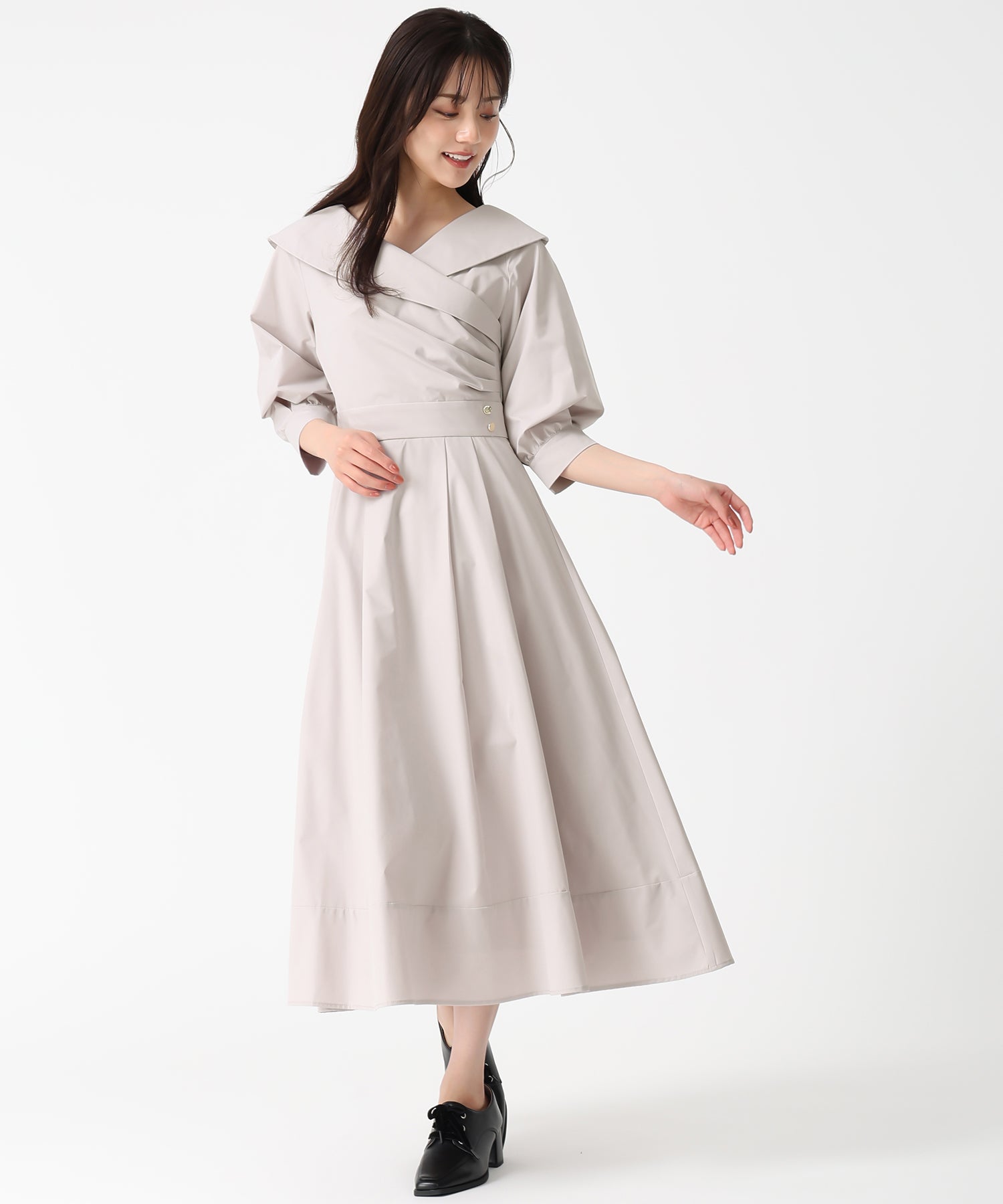 トランテアン ソン ドゥ モード 31 Sons de mode 2025秋冬新作 カシュクールワンピース TT537405 (GREIGE) GREIGE