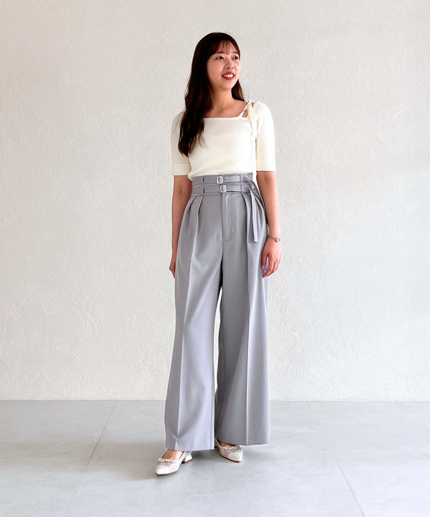 トランテアン ソン ドゥ モード 31 Sons de mode 2025秋冬新作 ダブルベルト付ワイドパンツ TT537303 (GREY) GREY