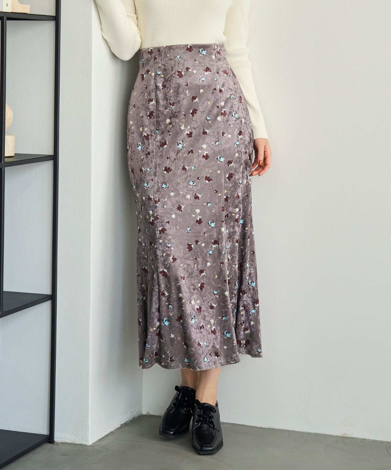 トランテアン ソン ドゥ モード 31 Sons de mode 2025秋冬新作 ベルベットフラワースカート TT537209 (GREY) GREY