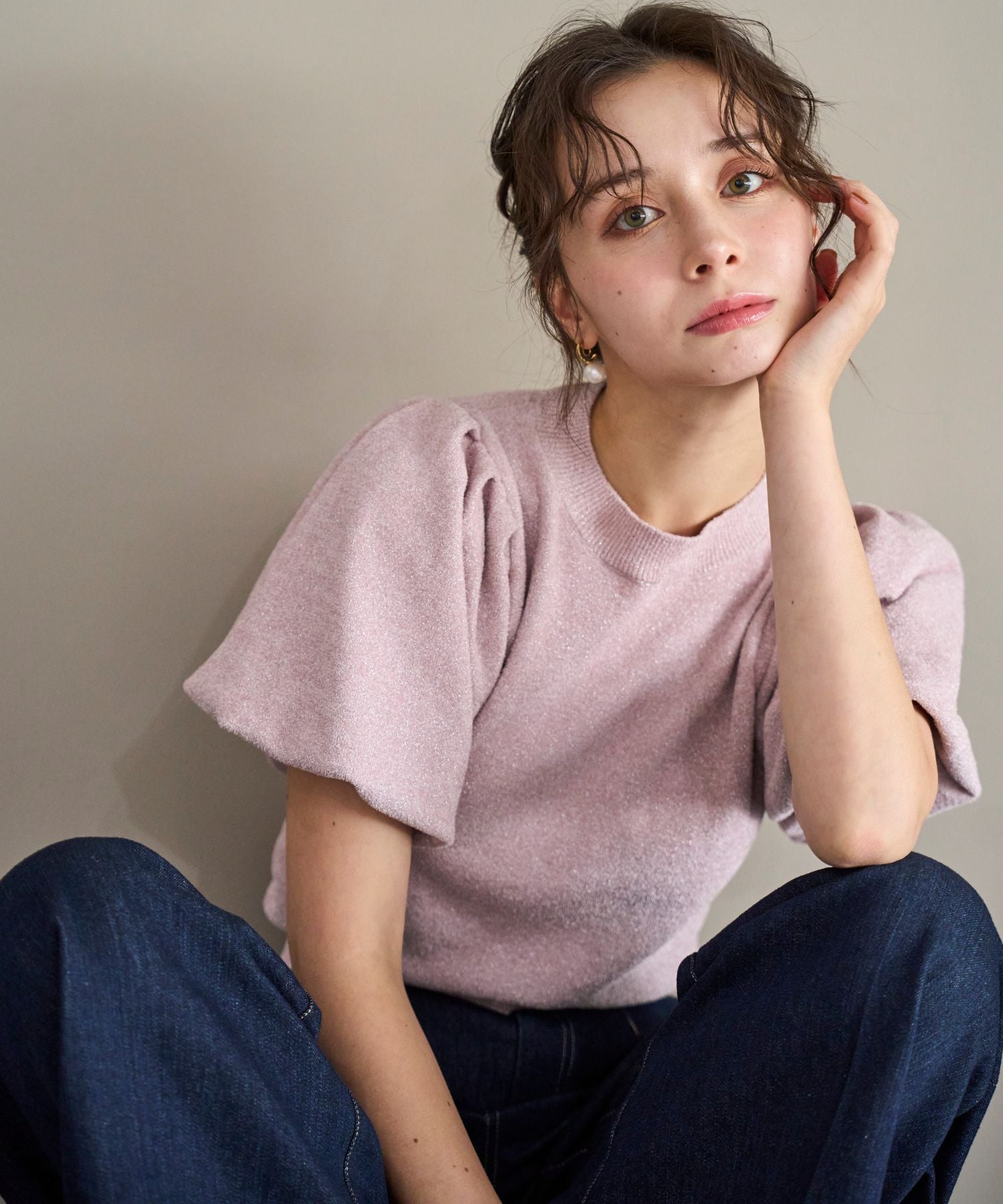 トランテアン ソン ドゥ モード 31 Sons de mode 2028秋冬新作 モール半袖ニット TT538308 (PINK) PINK