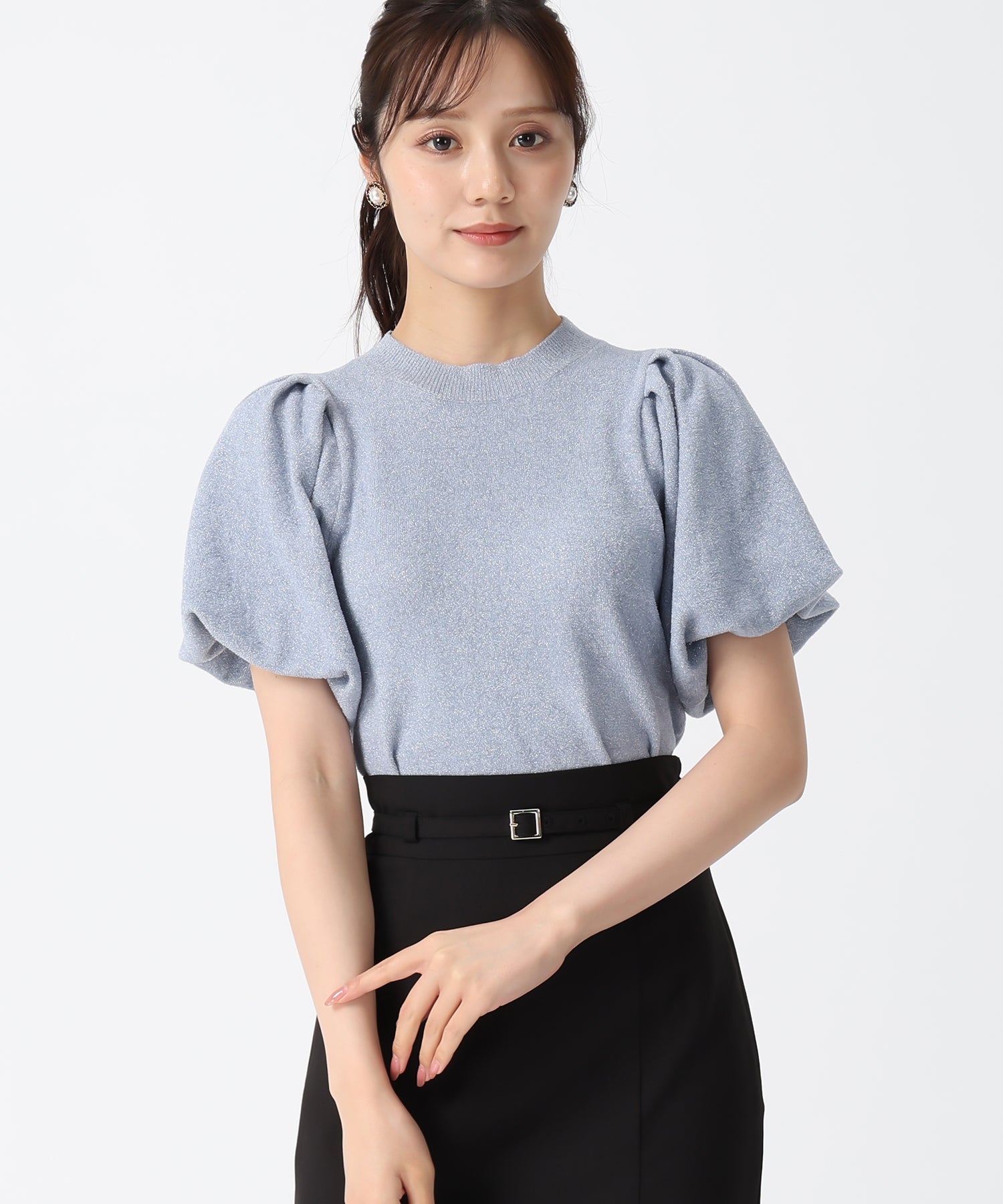 トランテアン ソン ドゥ モード 31 Sons de mode 2028秋冬新作 モール半袖ニット TT538308 (BLUE) BLUE