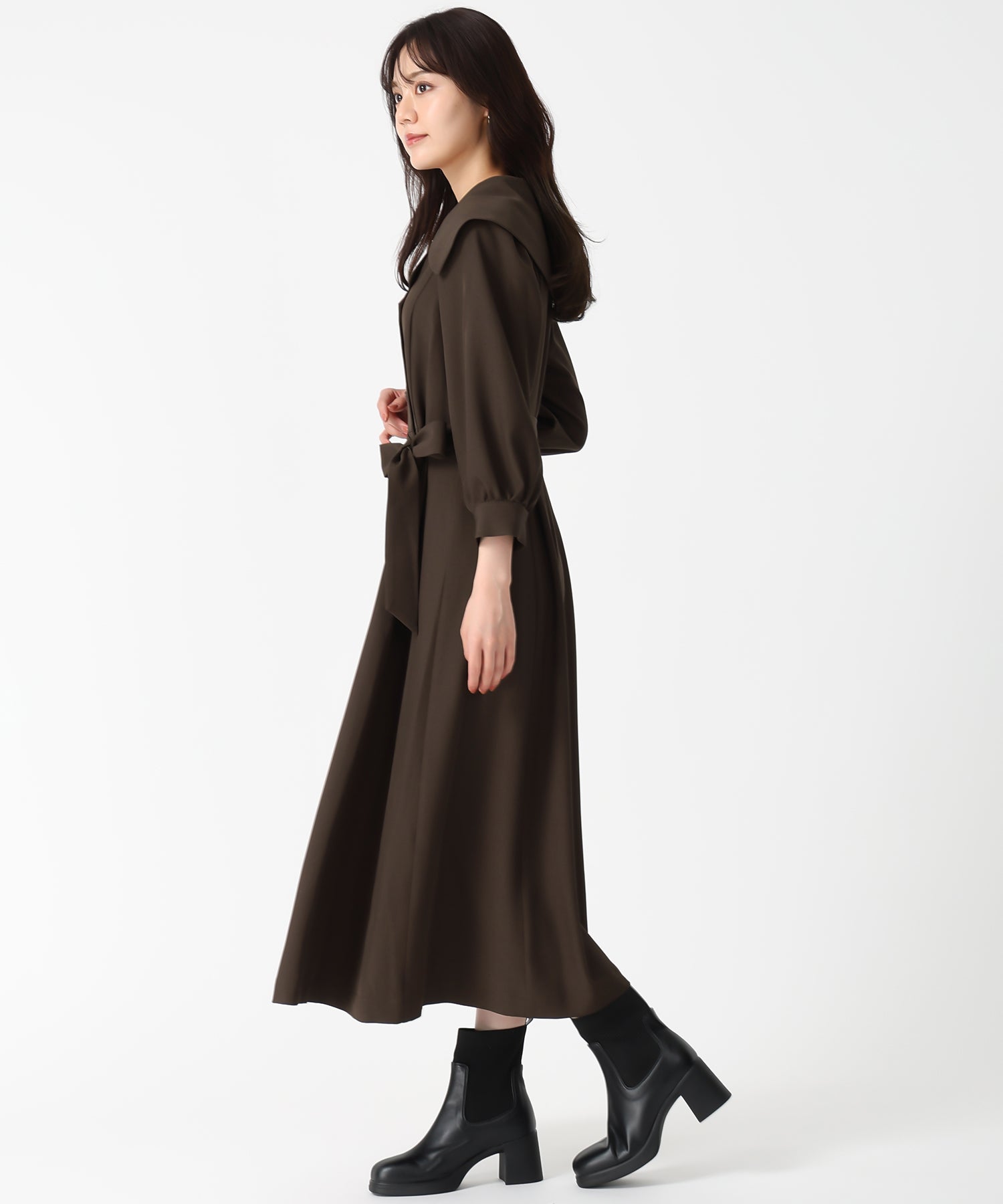 トランテアン ソン ドゥ モード 31 Sons de mode 2025秋冬新作 ビッグ襟付きトレンチ風ワンピース TT547401 (GREY) GREY