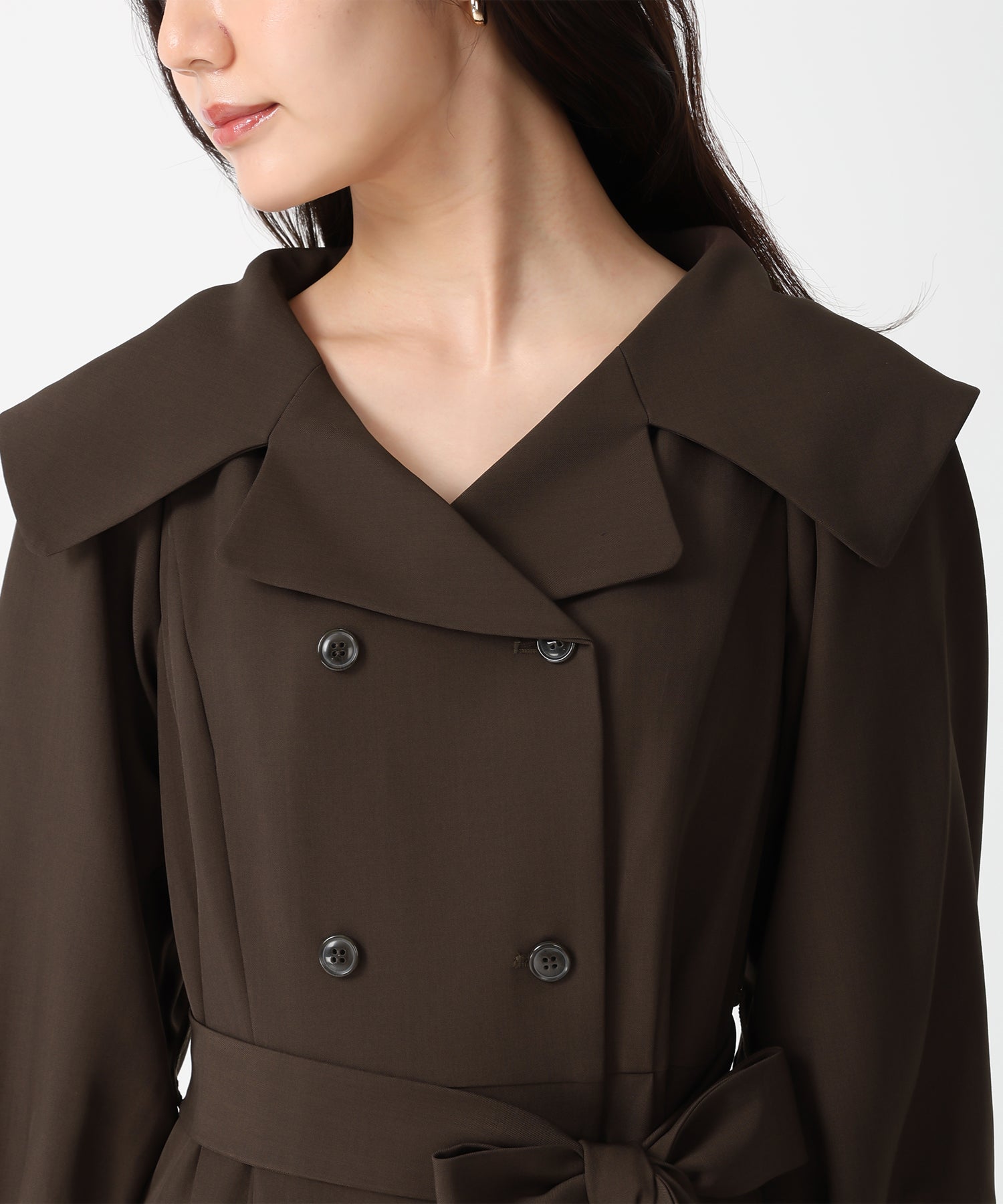 トランテアン ソン ドゥ モード 31 Sons de mode 2025秋冬新作 ビッグ襟付きトレンチ風ワンピース TT547401 (GREY) GREY