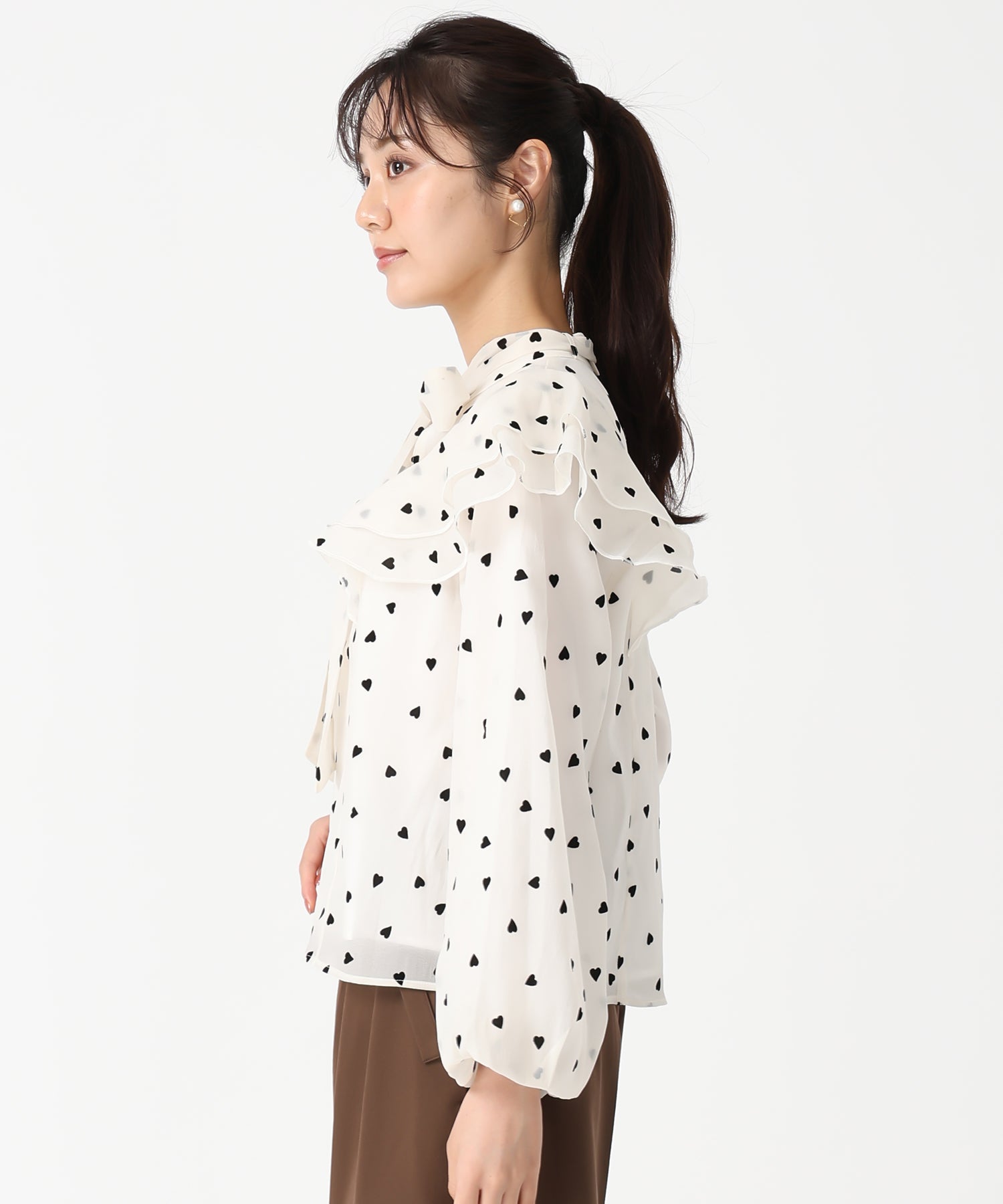 トランテアン ソン ドゥ モード 31 Sons de mode 2025秋冬新作 ハートフロッキーブラウス TT538110 (BLACK) BLACK