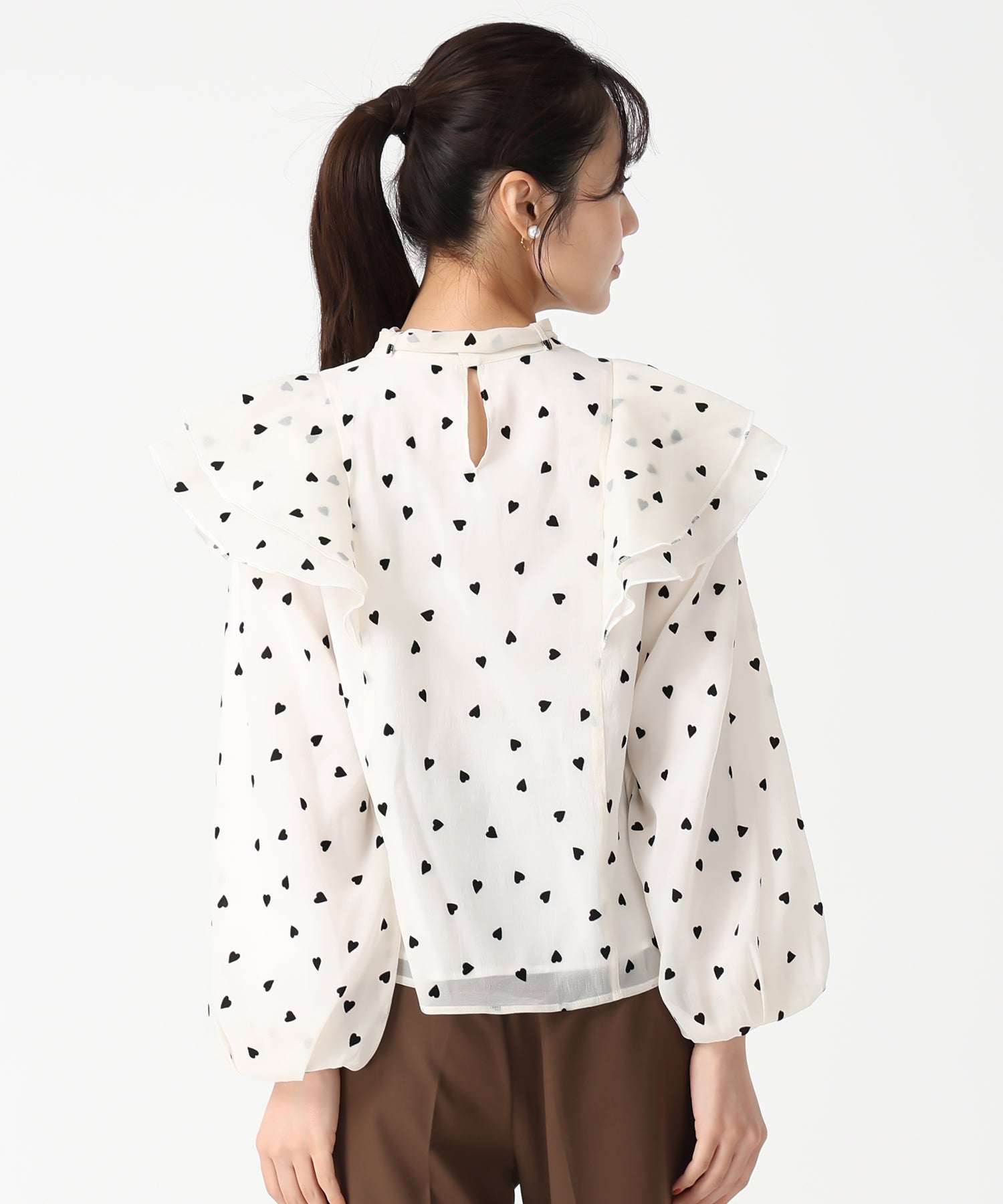 トランテアン ソン ドゥ モード 31 Sons de mode 2025秋冬新作 ハートフロッキーブラウス TT538110 (BLACK) BLACK