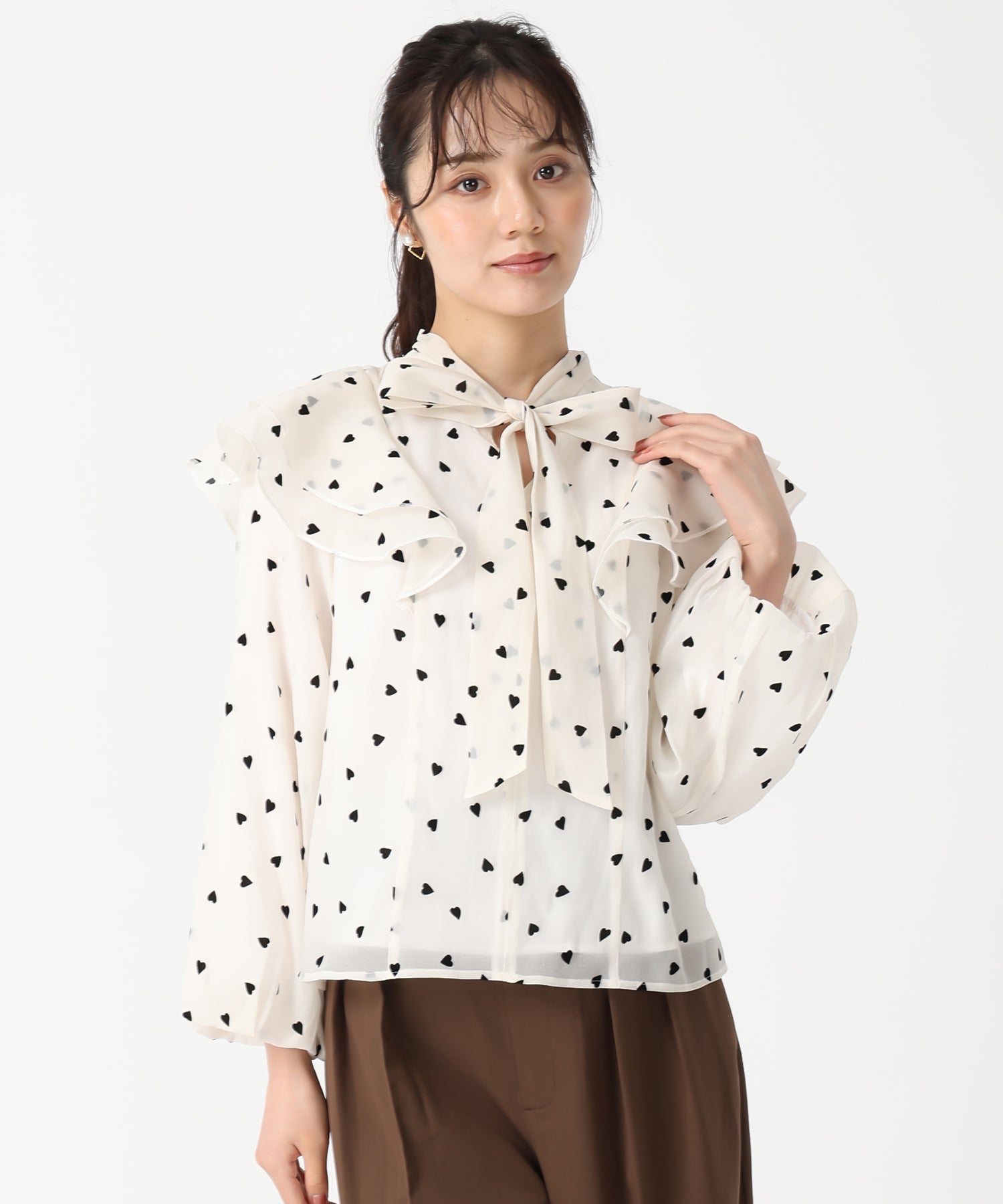 トランテアン ソン ドゥ モード 31 Sons de mode 2025秋冬新作 ハートフロッキーブラウス TT538110 (BLACK) BLACK