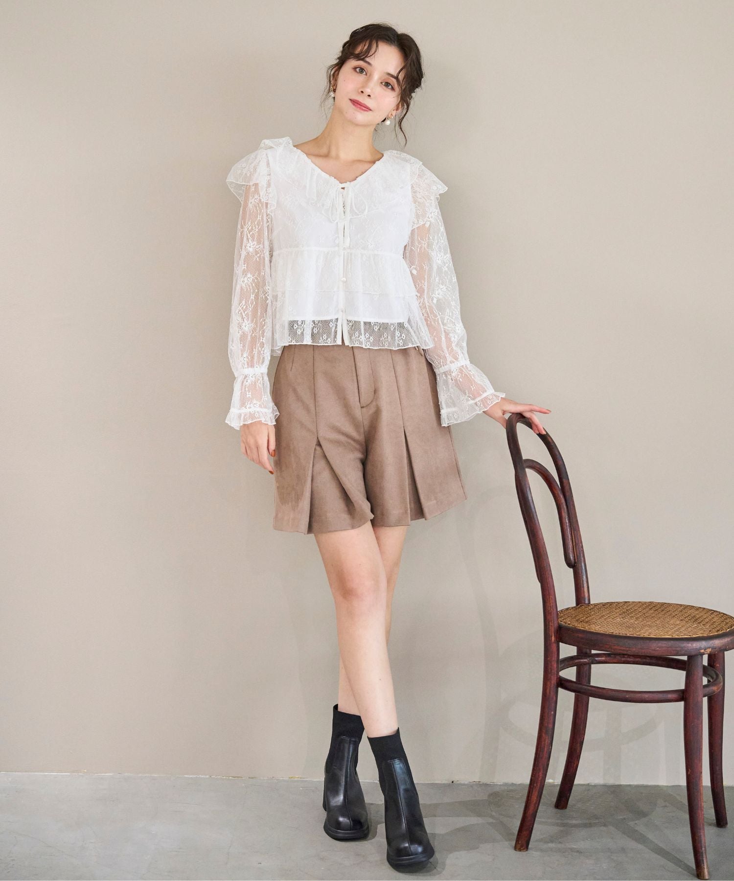 トランテアン ソン ドゥ モード 31 Sons de mode 2025秋冬新作 スエードショートパンツ TT537305 (MOCHA) MOCHA