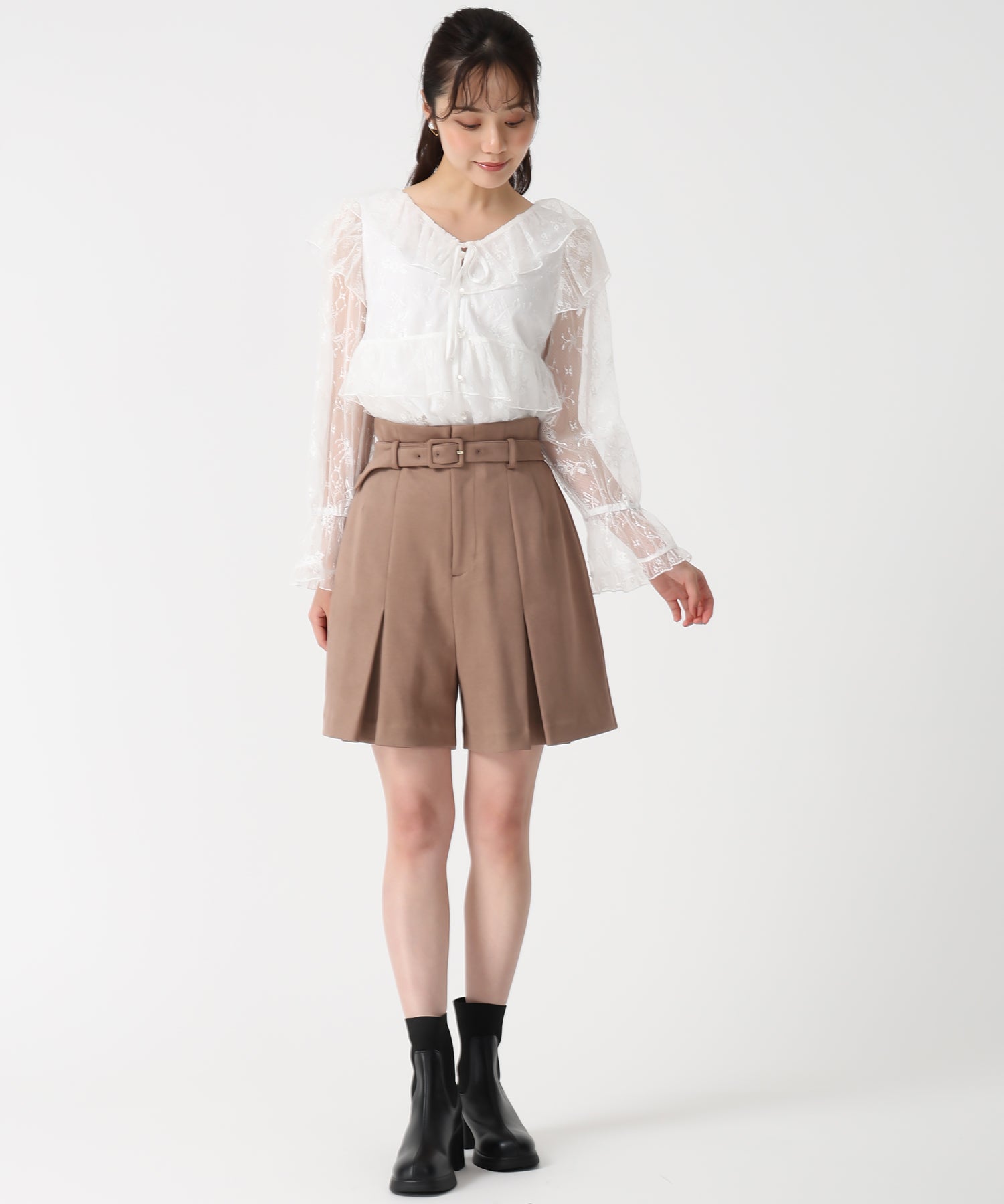 トランテアン ソン ドゥ モード 31 Sons de mode 2025秋冬新作 スエードショートパンツ TT537305 (MOCHA) MOCHA