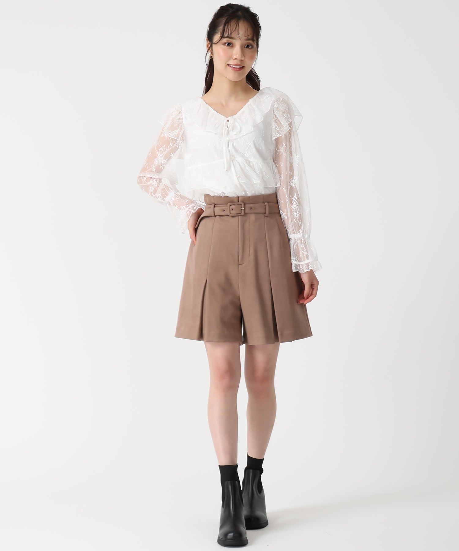 トランテアン ソン ドゥ モード 31 Sons de mode 2025秋冬新作 スエードショートパンツ TT537305 (MOCHA) MOCHA