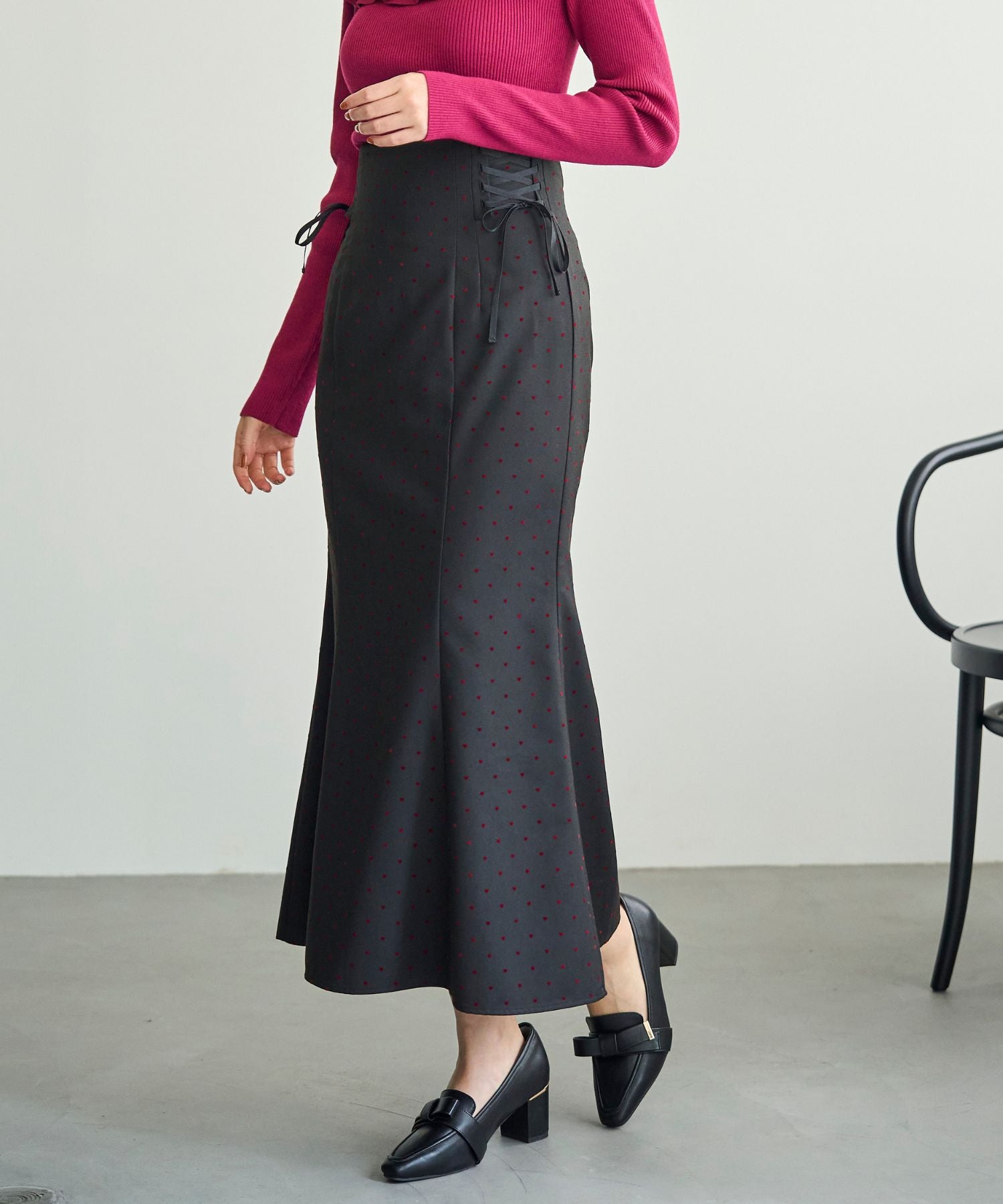 トランテアン ソン ドゥ モード 31 Sons de mode 2025秋冬新作 ハートフロッキースカート TT537214 (BLACK) BLACK