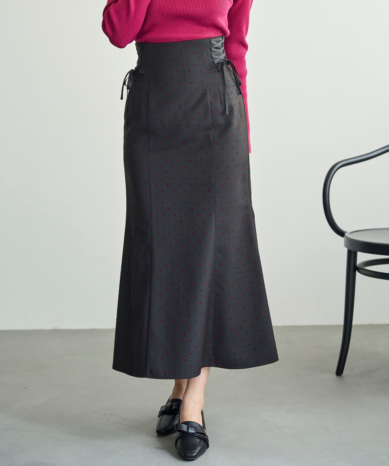 トランテアン ソン ドゥ モード 31 Sons de mode 2025秋冬新作 ハートフロッキースカート TT537214 (BLACK) BLACK