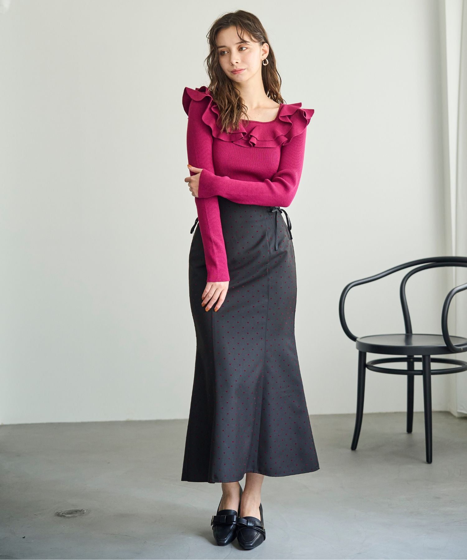 トランテアン ソン ドゥ モード 31 Sons de mode 2025秋冬新作 ハートフロッキースカート TT537214 (BLACK) BLACK