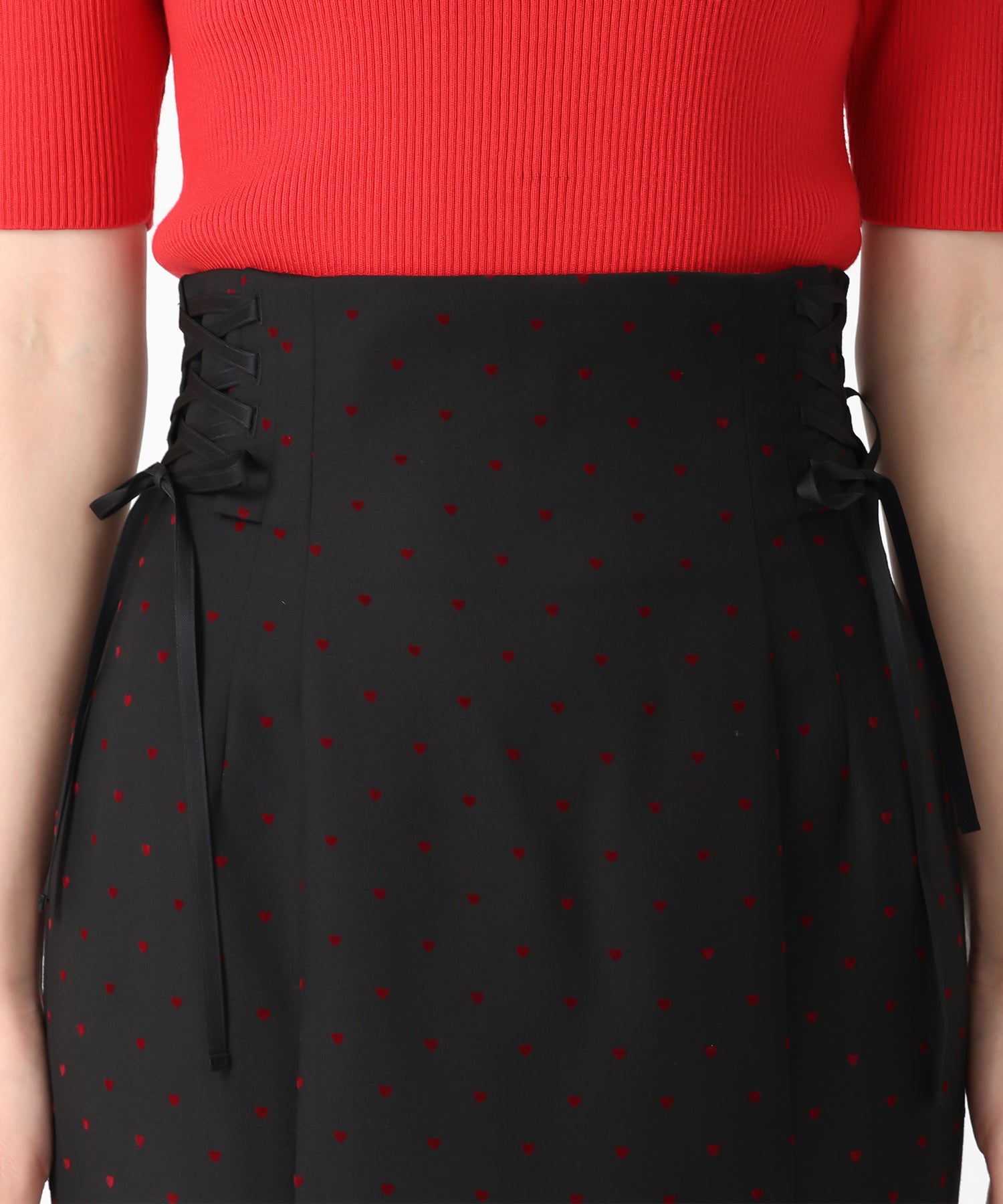 トランテアン ソン ドゥ モード 31 Sons de mode 2025秋冬新作 ハートフロッキースカート TT537214 (BLACK) BLACK