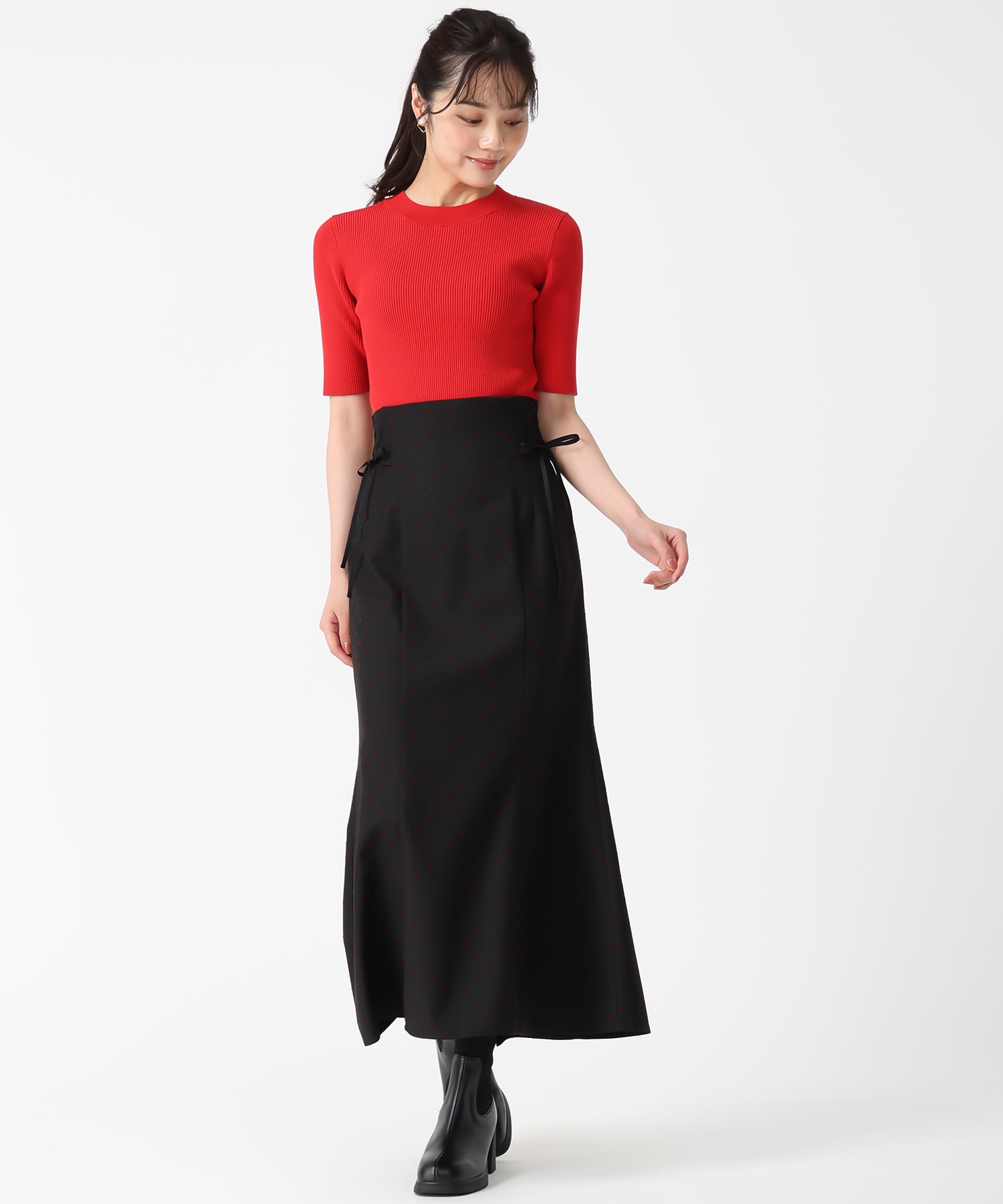 トランテアン ソン ドゥ モード 31 Sons de mode 2025秋冬新作 ハートフロッキースカート TT537214 (BLACK) BLACK