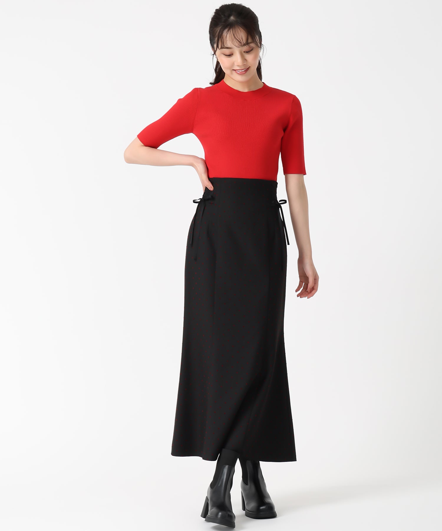 トランテアン ソン ドゥ モード 31 Sons de mode 2025秋冬新作 ハートフロッキースカート TT537214 (BLACK) BLACK