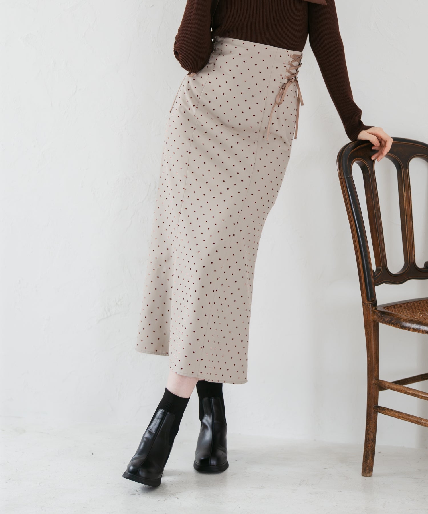 トランテアン ソン ドゥ モード 31 Sons de mode 2025秋冬新作 ハートフロッキースカート TT537214 (BEIGE) BEIGE