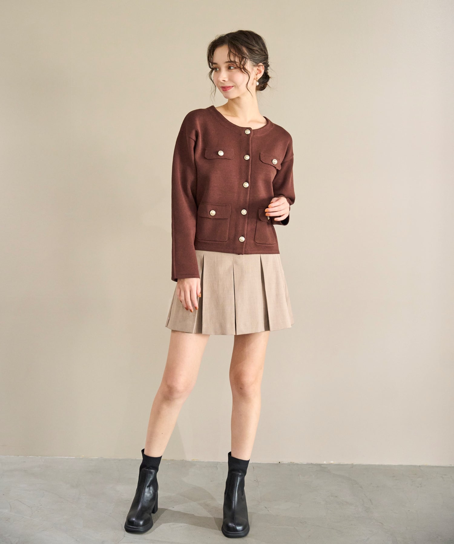 トランテアン ソン ドゥ モード 31 Sons de mode 2025秋冬新作 ベルト付きタックスカショーパン TT537306 (BEIGE) BEIGE