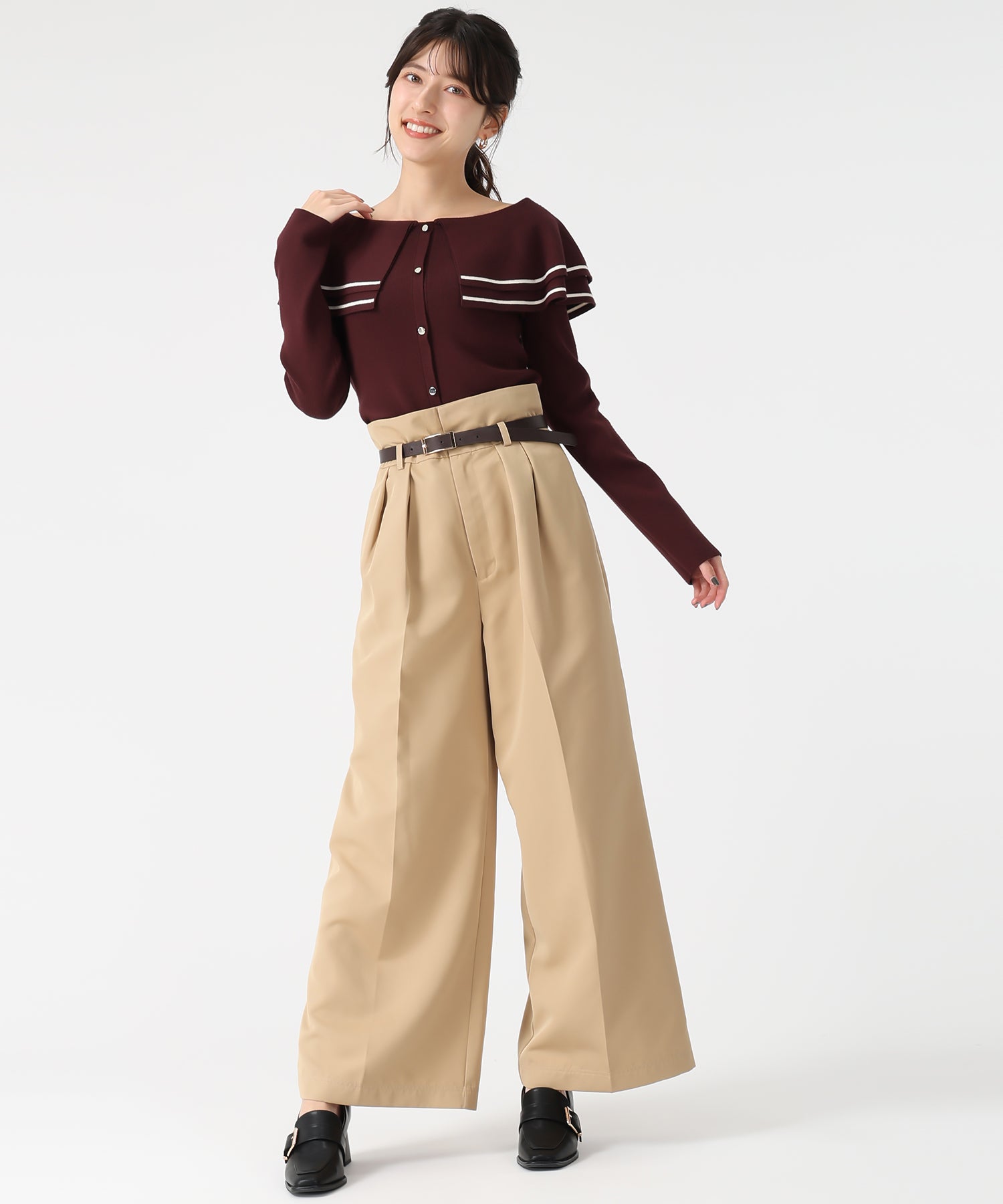 トランテアン ソン ドゥ モード 31 Sons de mode 2025秋冬新作 ベルト付きタックスカショーパン TT537306 (GREY) GREY