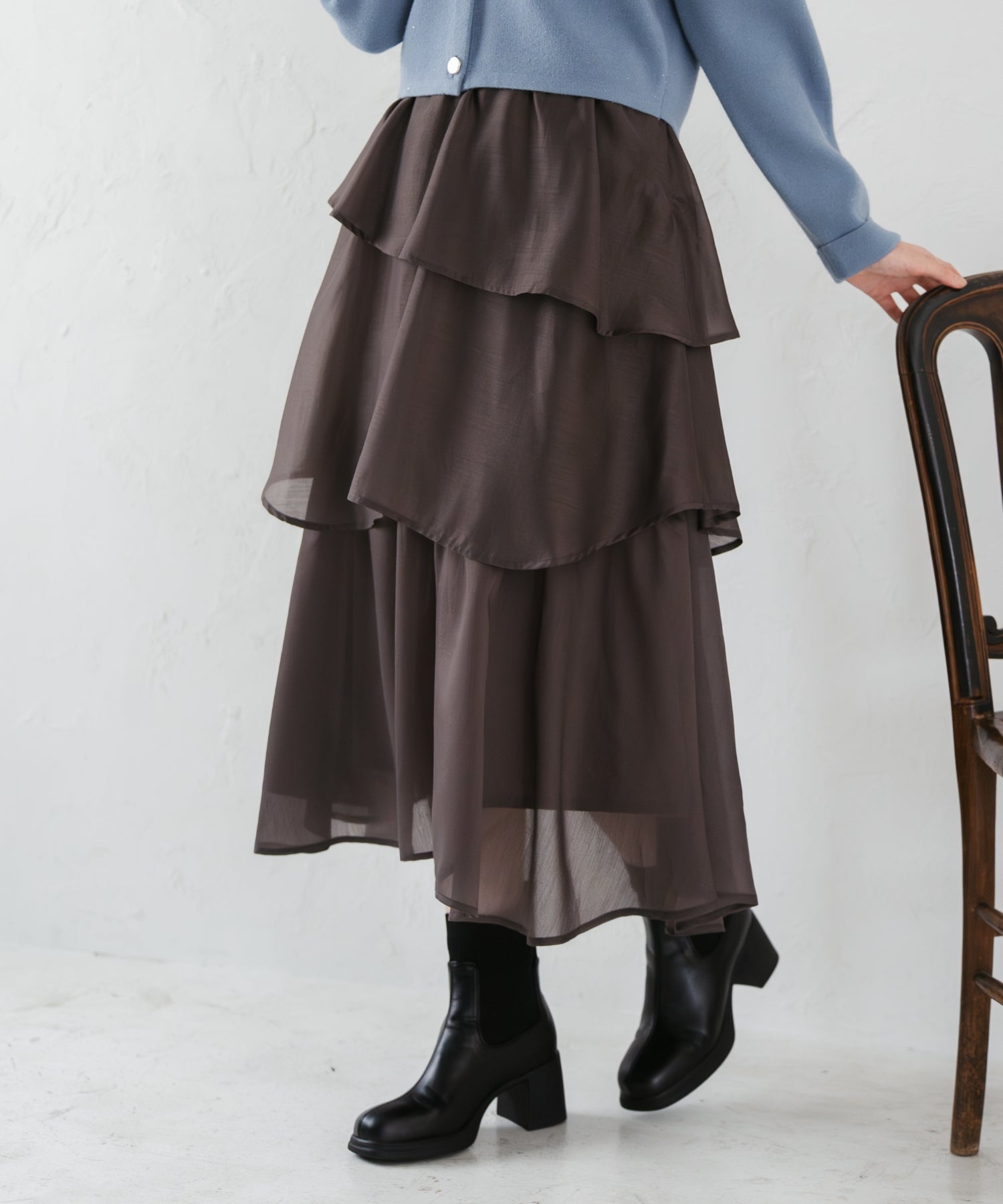 トランテアン ソン ドゥ モード 31 Sons de mode 2025秋冬新作 ティアードイレヘムスカート TT547208 (BROWN) BROWN