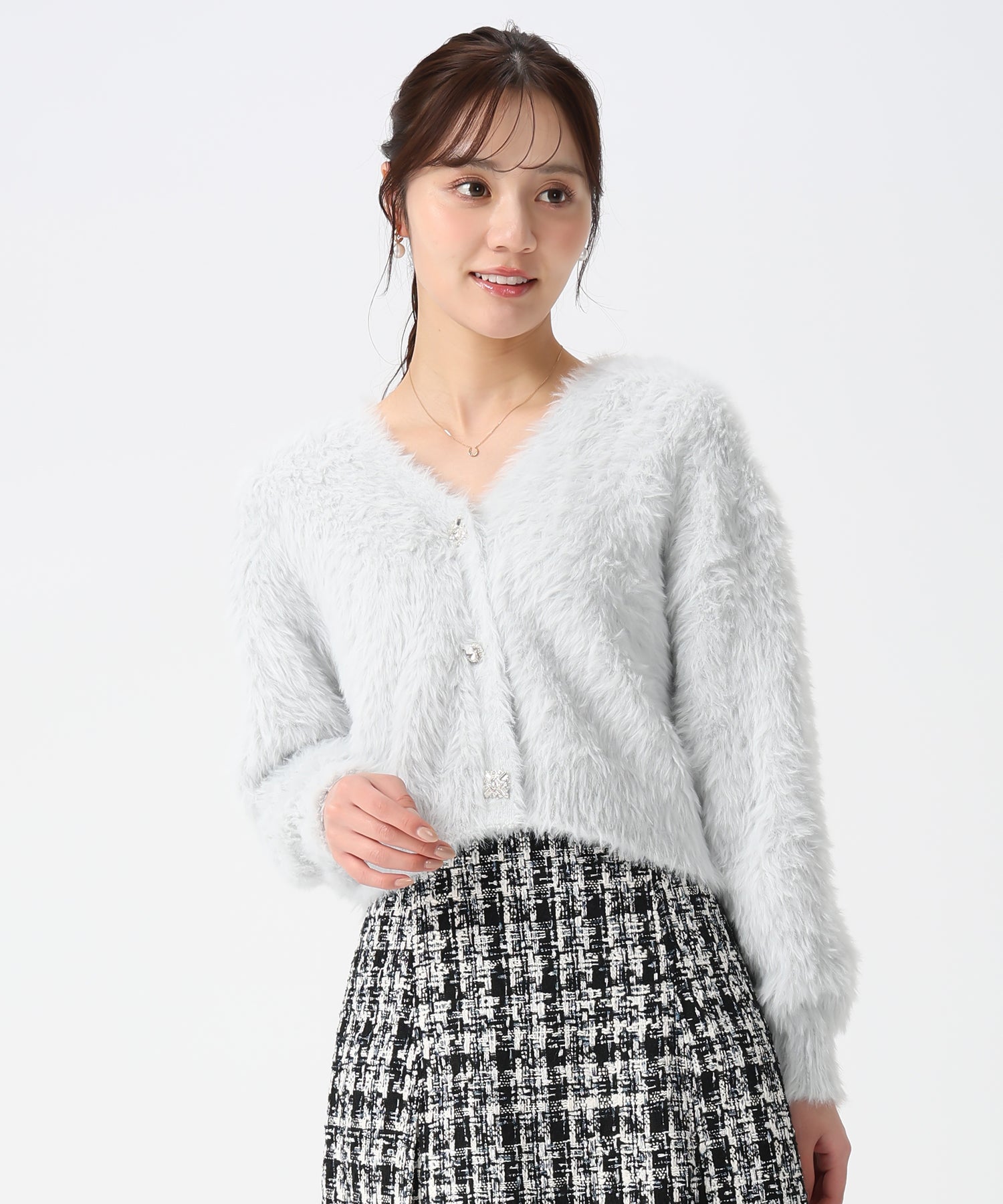 トランテアン ソン ドゥ モード 31 Sons de mode 2025秋冬新作 Vネックシャギーカーディガン TT548406 (L.BLUE) L.BLUE