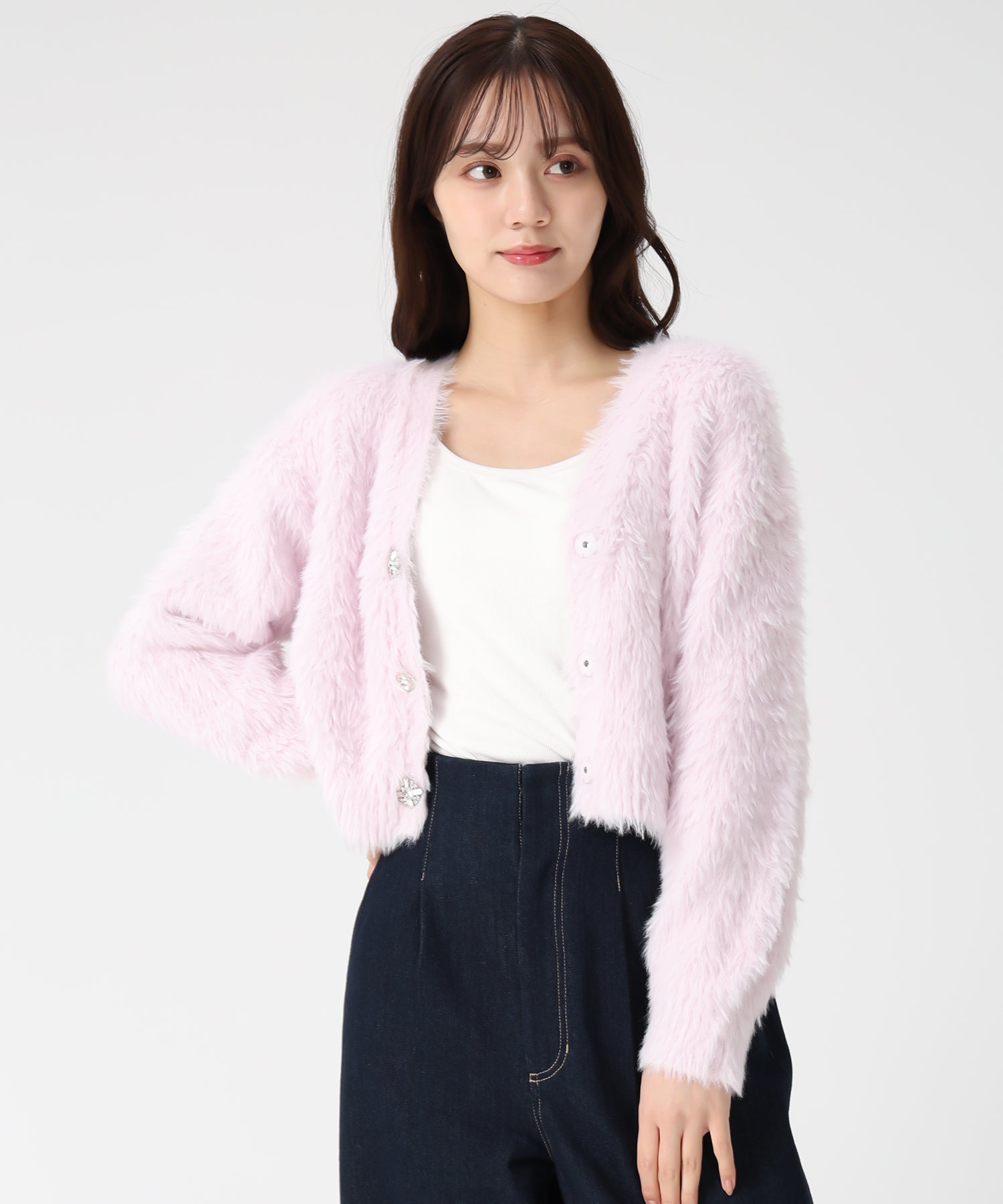 トランテアン ソン ドゥ モード 31 Sons de mode 2025秋冬新作 Vネックシャギーカーディガン TT548406 (L.BLUE) L.BLUE