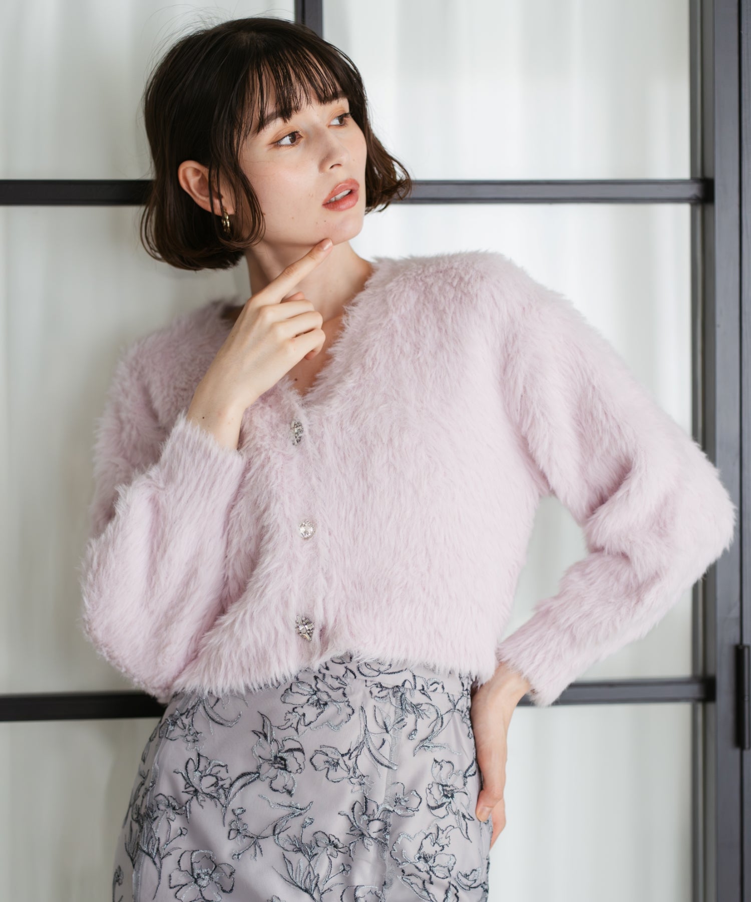 トランテアン ソン ドゥ モード 31 Sons de mode 2025秋冬新作 Vネックシャギーカーディガン TT548406 (PINK) PINK