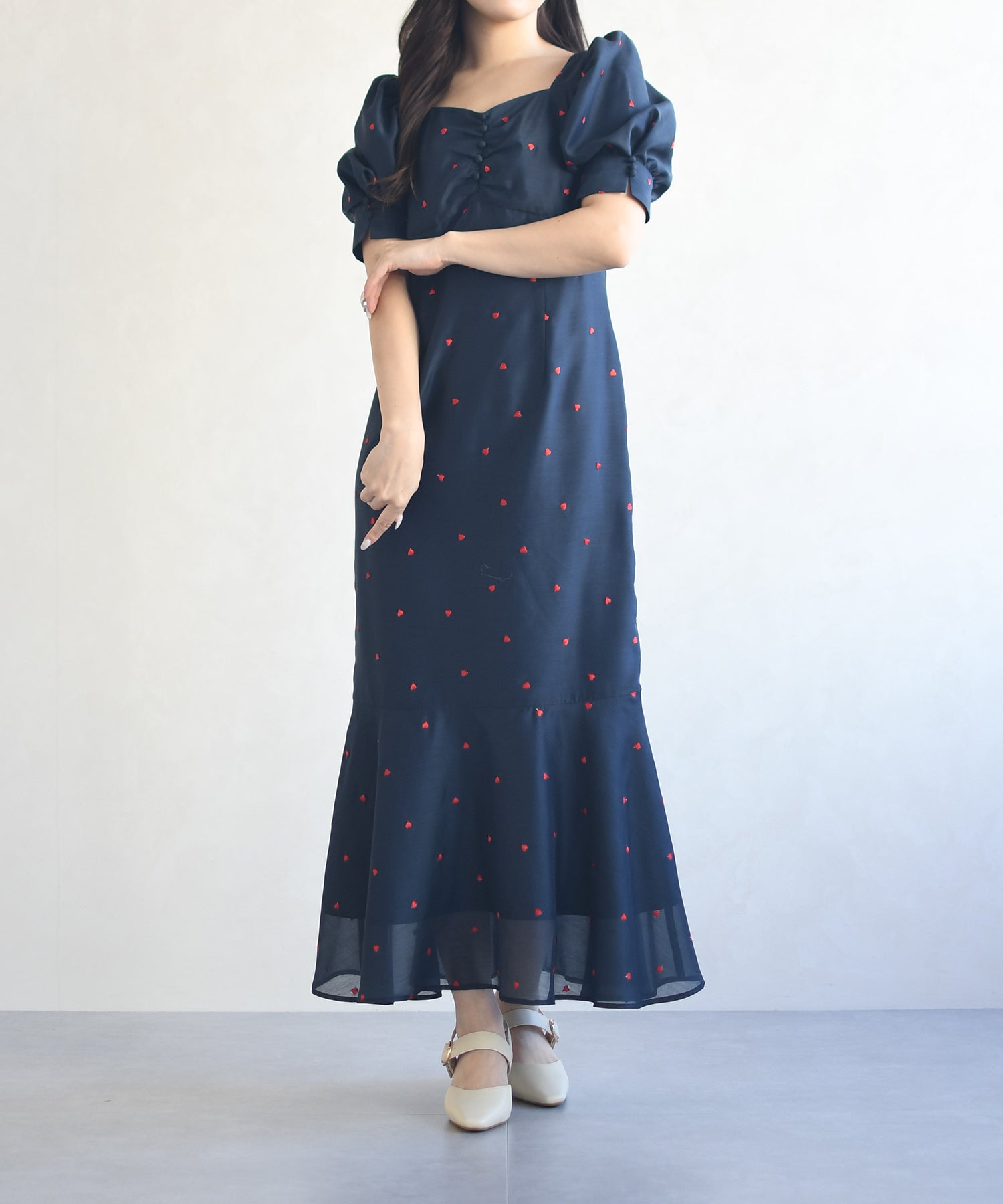 トランテアン ソン ドゥ モード 31 Sons de mode 2026春夏新作 ハート柄セミマーメイドワンピース TT617404 (NAVY) NAVY