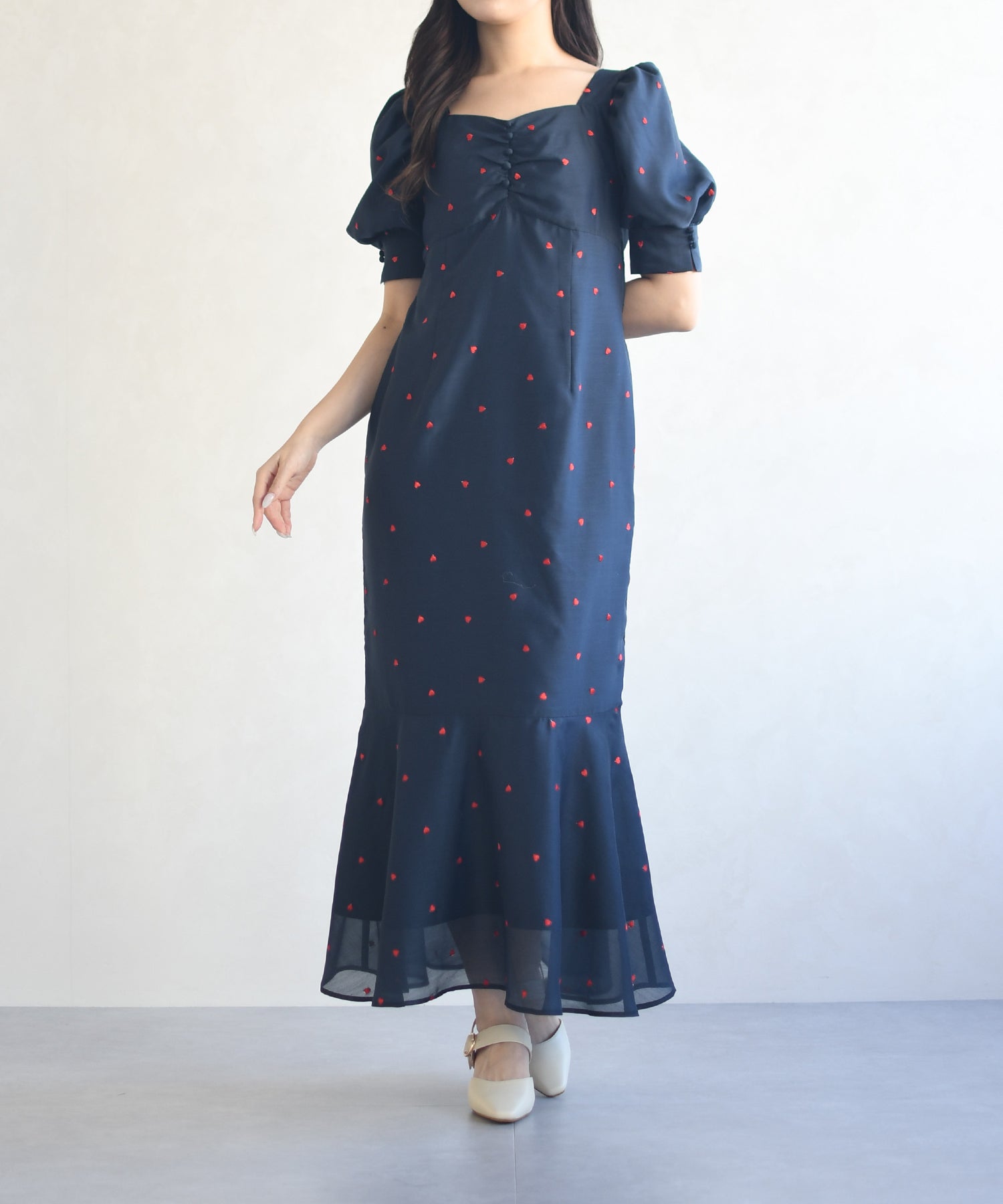 トランテアン ソン ドゥ モード 31 Sons de mode 2026春夏新作 ハート柄セミマーメイドワンピース TT617404 (NAVY) NAVY