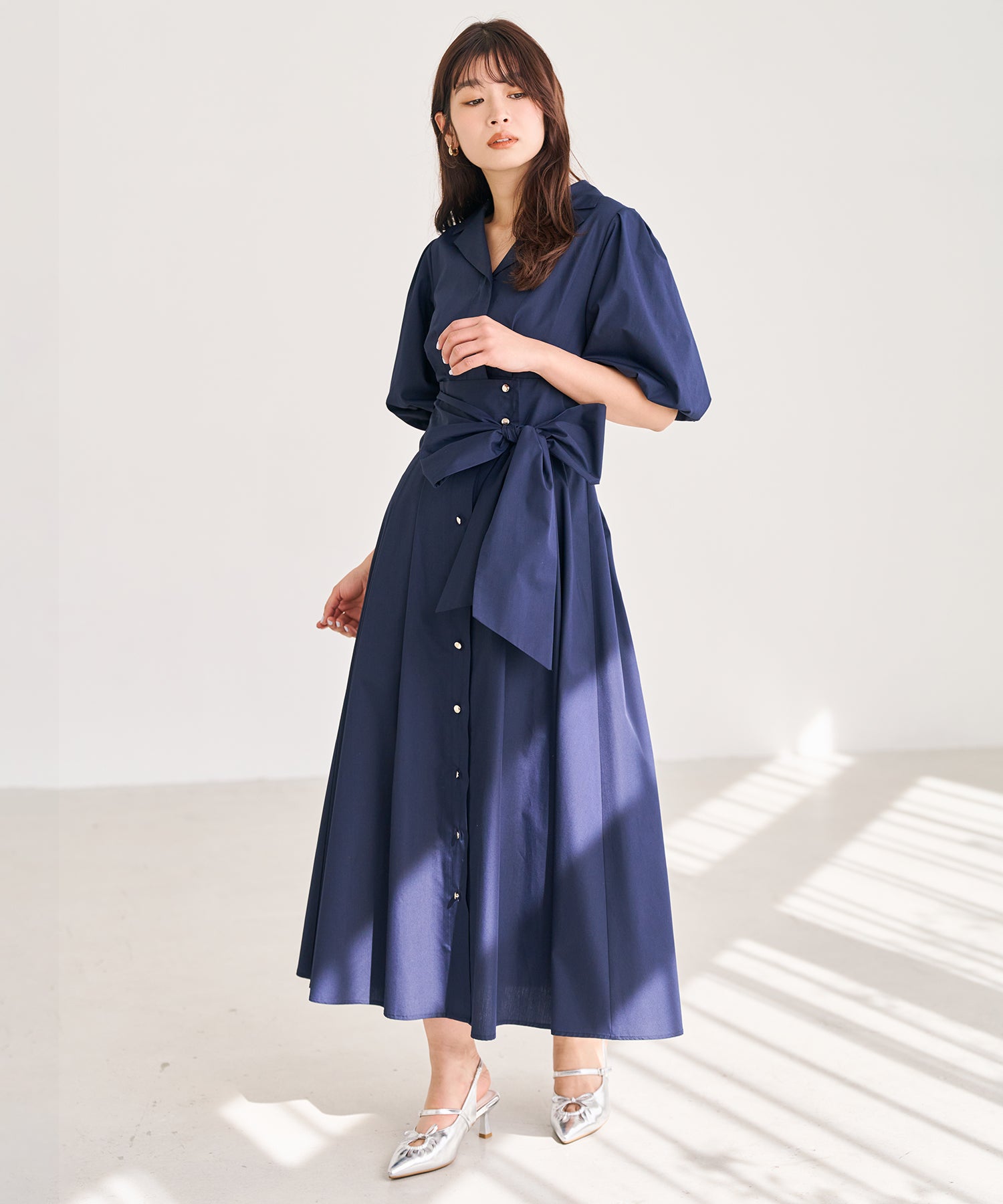 トランテアン ソン ドゥ モード 31 Sons de mode 2026春夏新作 パフスリーブシャツワンピース TT617402 （NAVY） NAVY