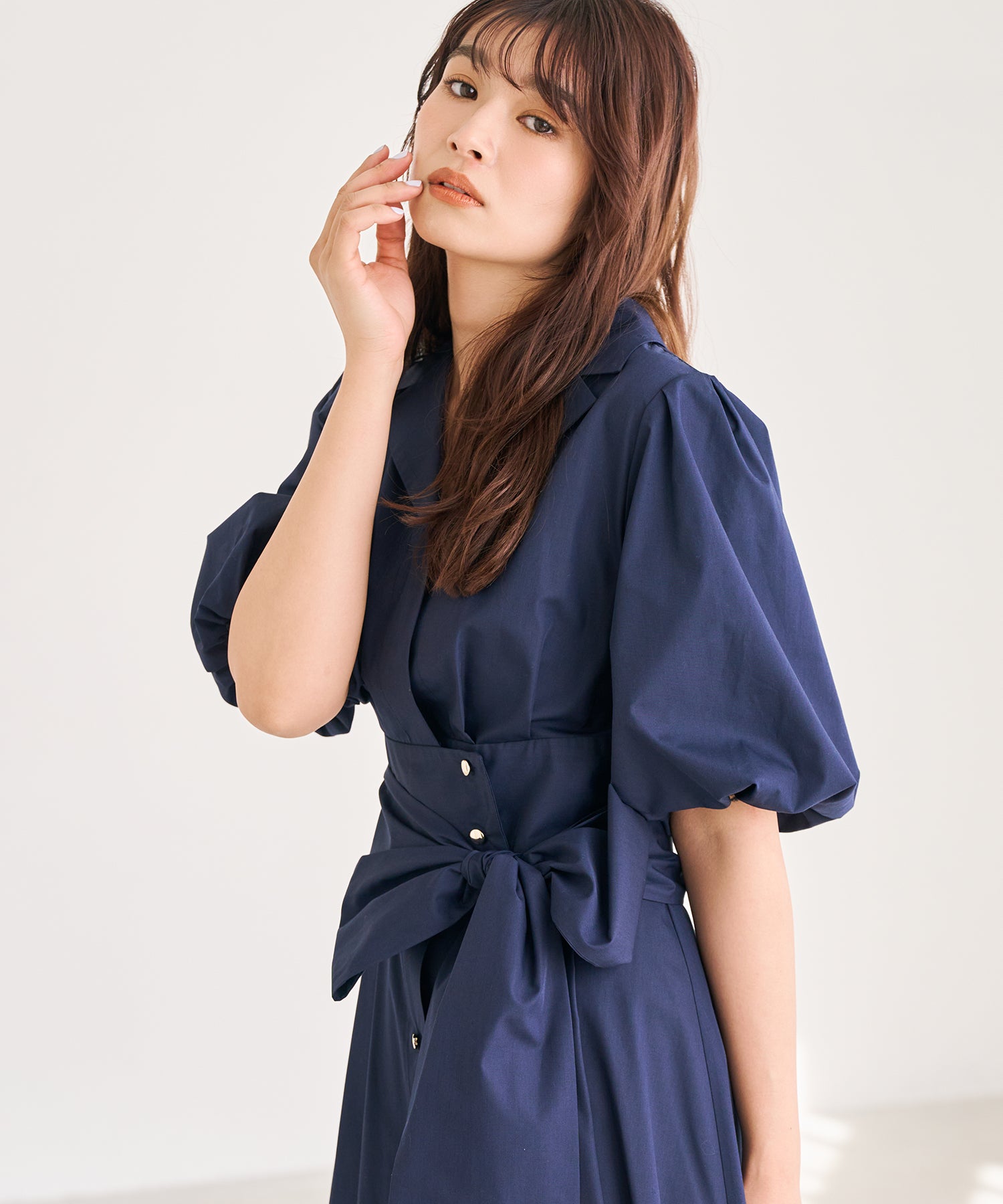 トランテアン ソン ドゥ モード 31 Sons de mode 2026春夏新作 パフスリーブシャツワンピース TT617402 （NAVY） NAVY