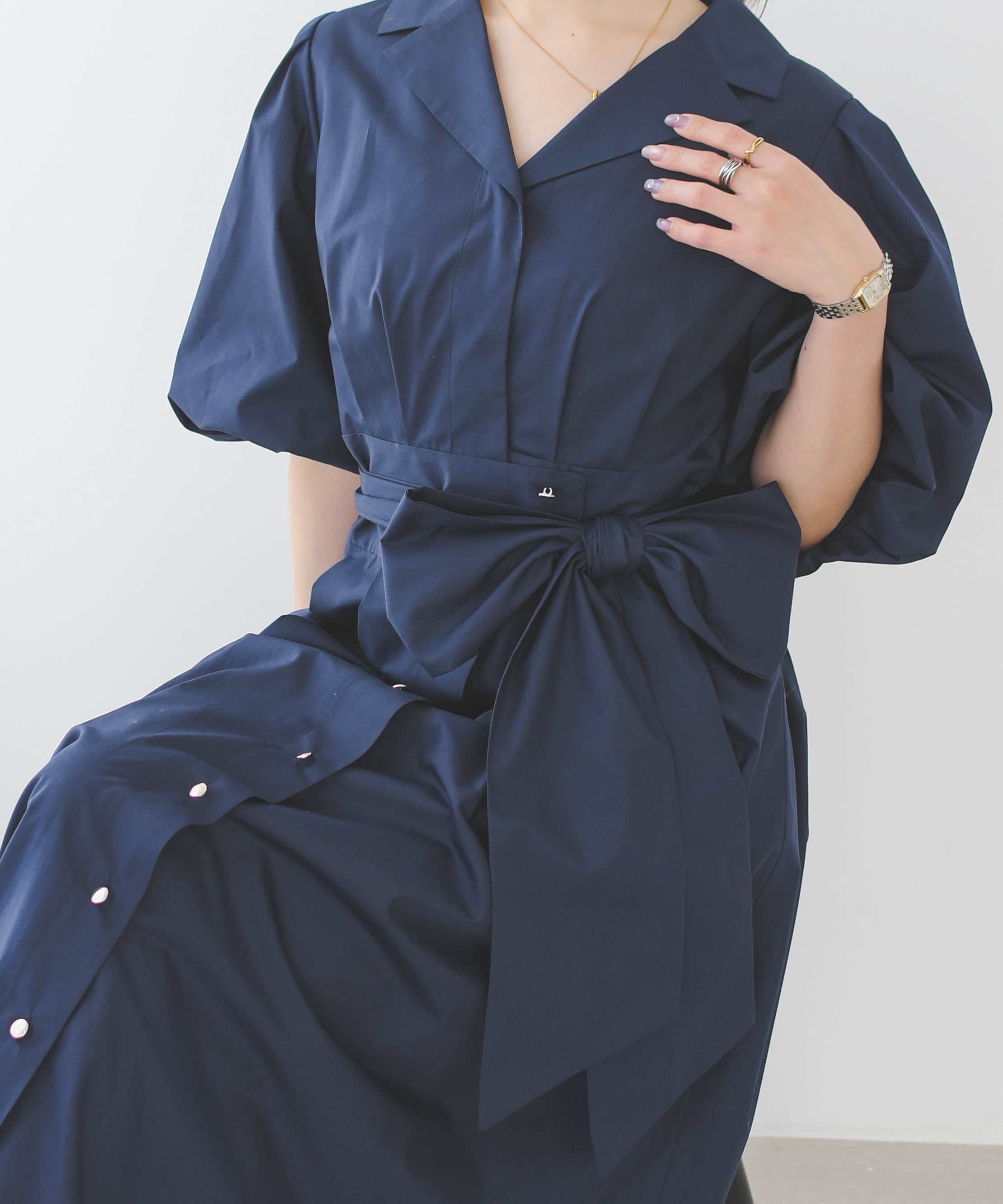 トランテアン ソン ドゥ モード 31 Sons de mode 2026春夏新作 パフスリーブシャツワンピース TT617402 （NAVY） NAVY