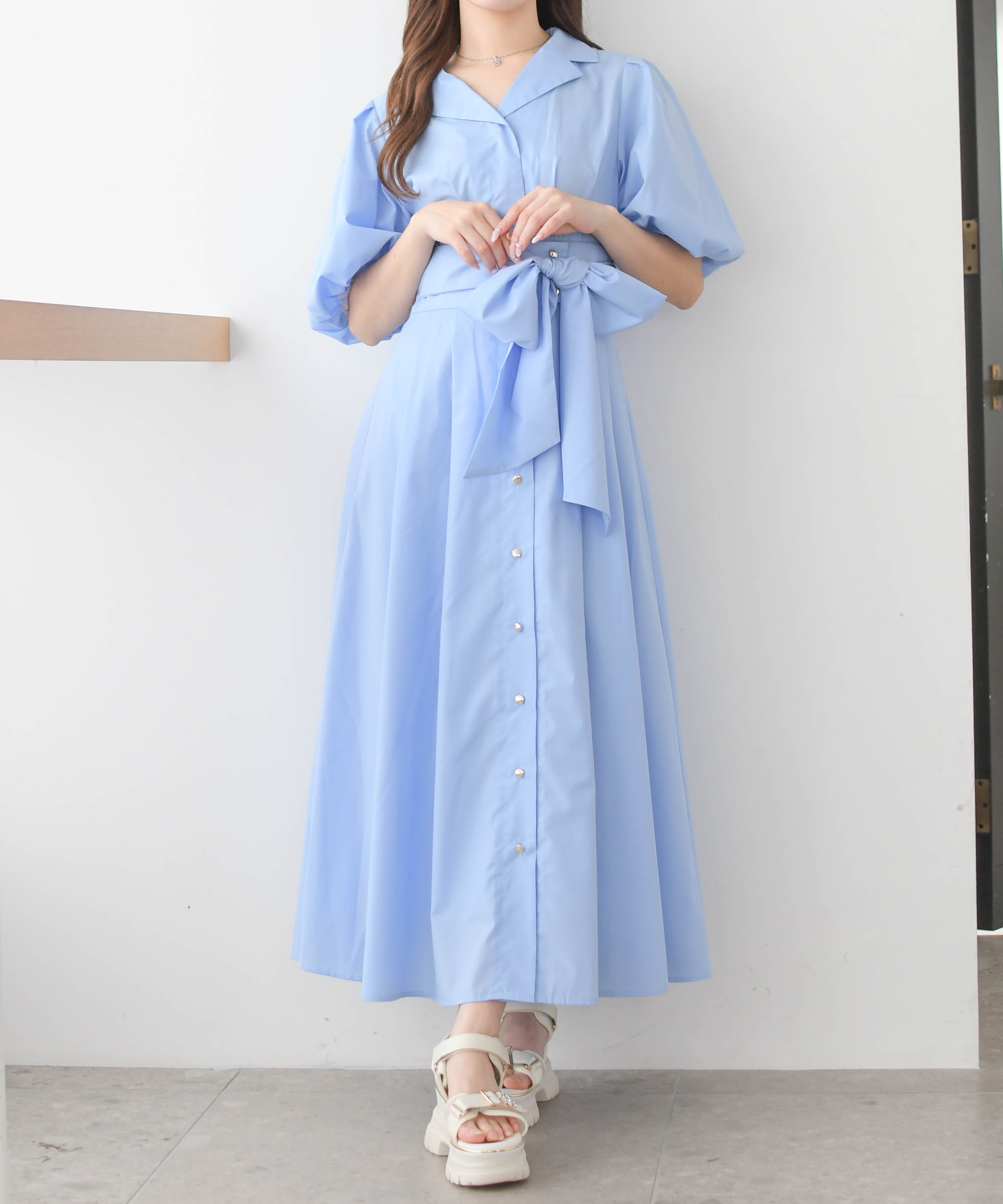 トランテアン ソン ドゥ モード 31 Sons de mode 2026春夏新作 パフスリーブシャツワンピース TT617402 （BLUE） BLUE