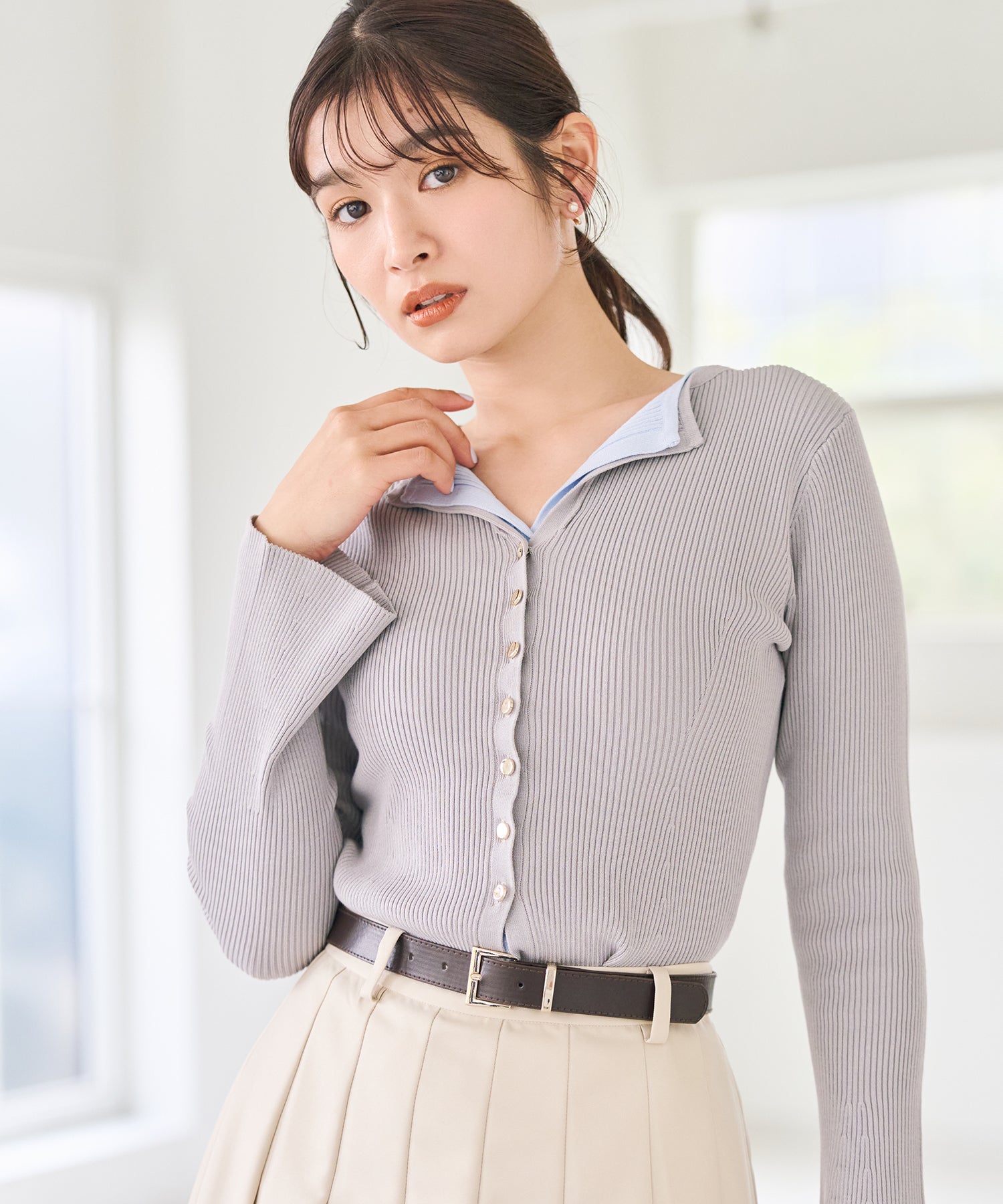 トランテアン ソン ドゥ モード 31 Sons de mode 2026春夏新作 レイヤードカラーニット TT618308 (GREY) GREY