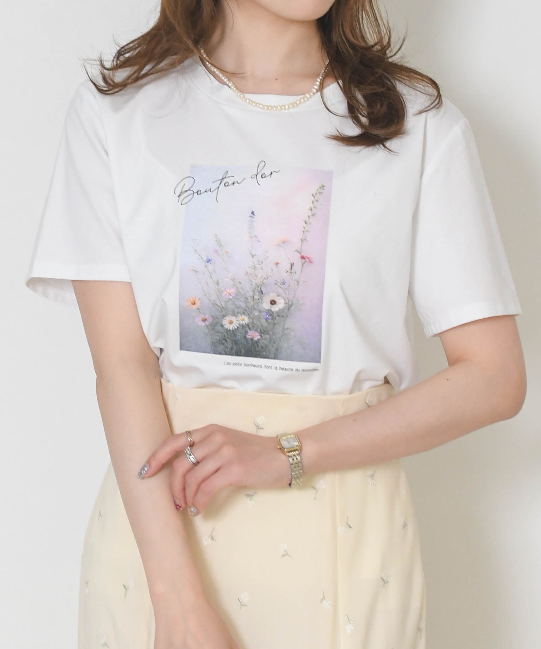 トランテアン ソン ドゥ モード 31 Sons de mode 2026春夏新作 フラワープリントグラフィックTシャツ TT628201 (OFF-WHITE) OFF-WHITE