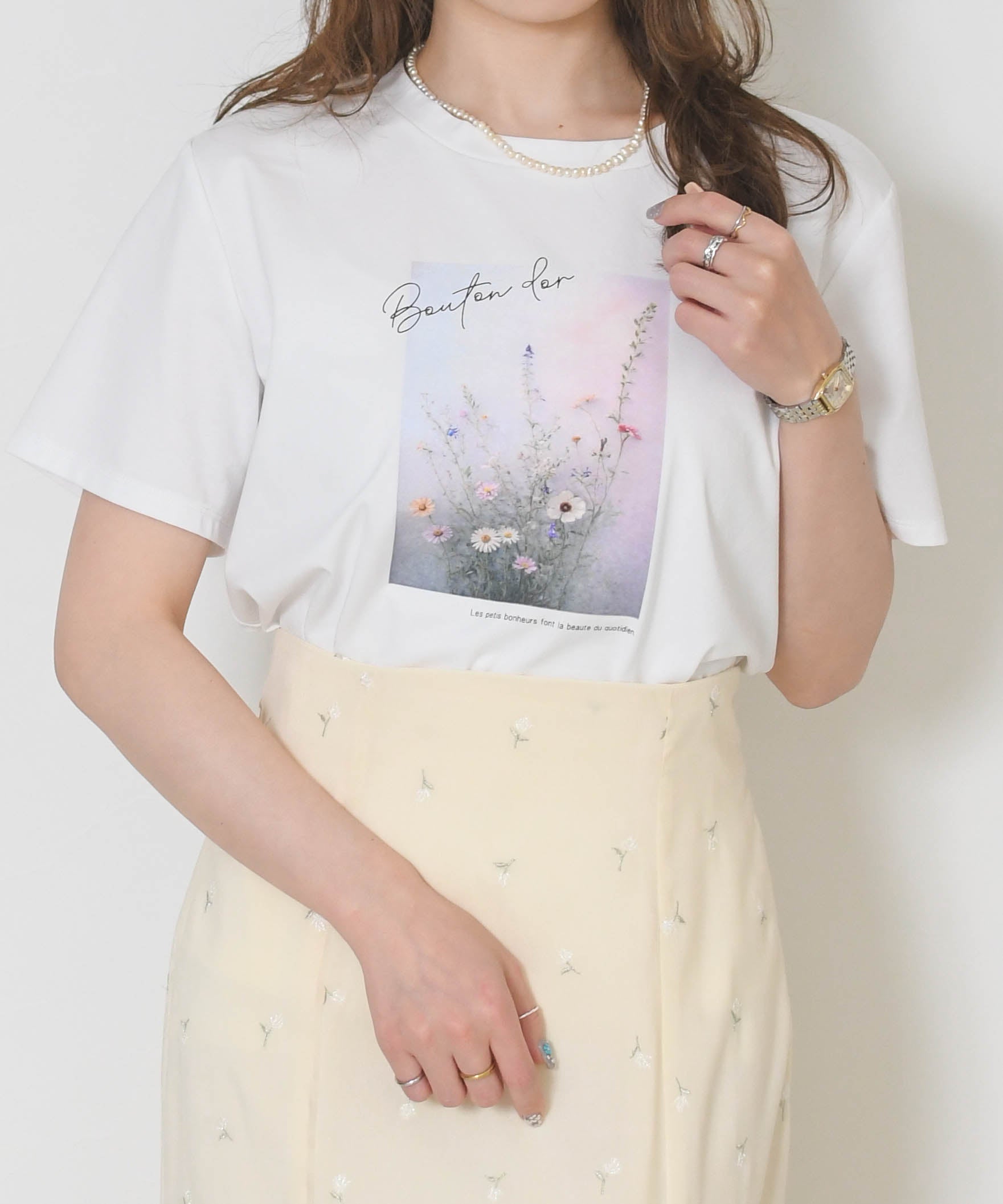 トランテアン ソン ドゥ モード 31 Sons de mode 2026春夏新作 フラワープリントグラフィックTシャツ TT628201 (OFF-WHITE) OFF-WHITE