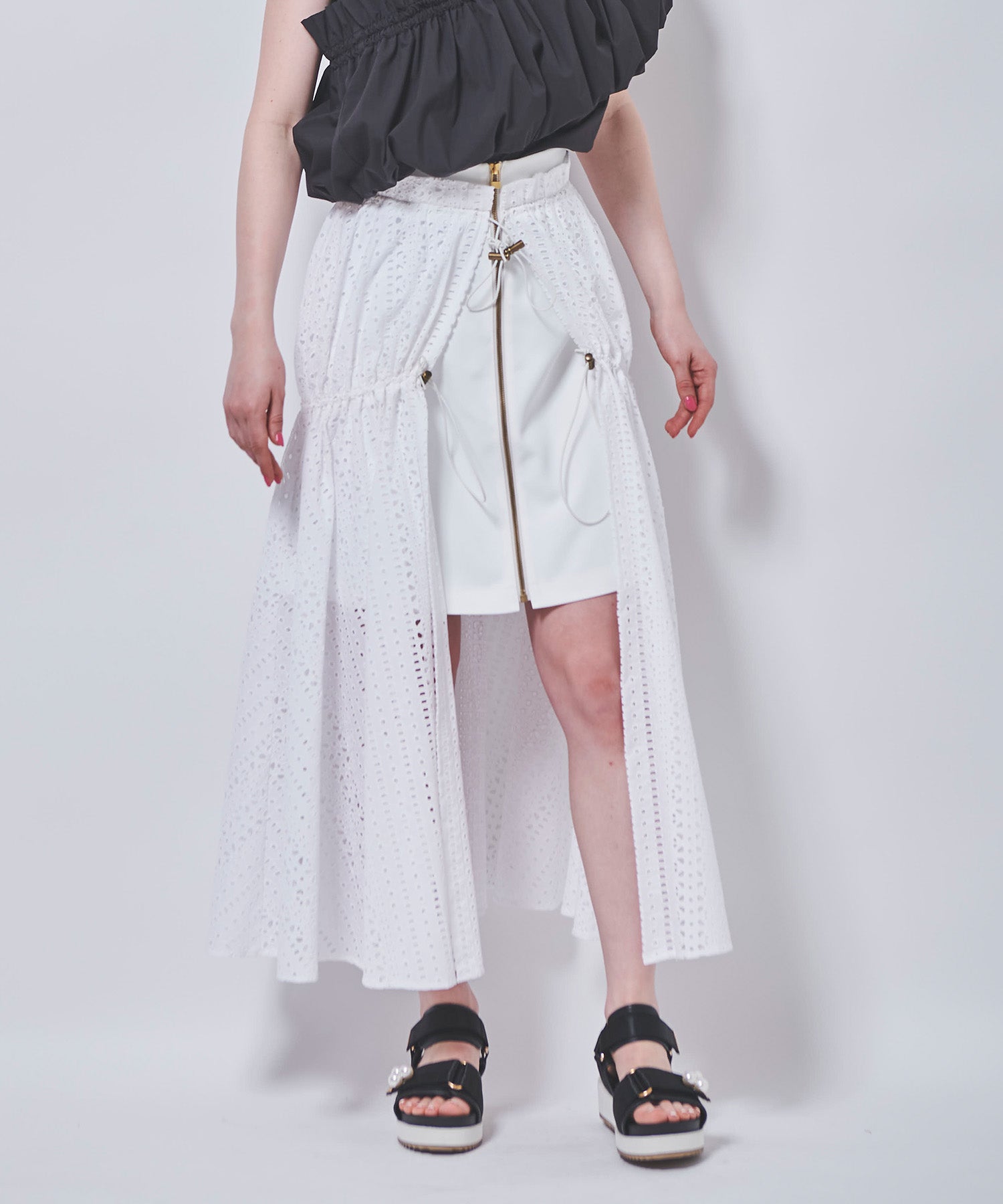 トランテアン ソン ドゥ モード 31 Sons de mode 2in1フレアスカート,オフホワイト