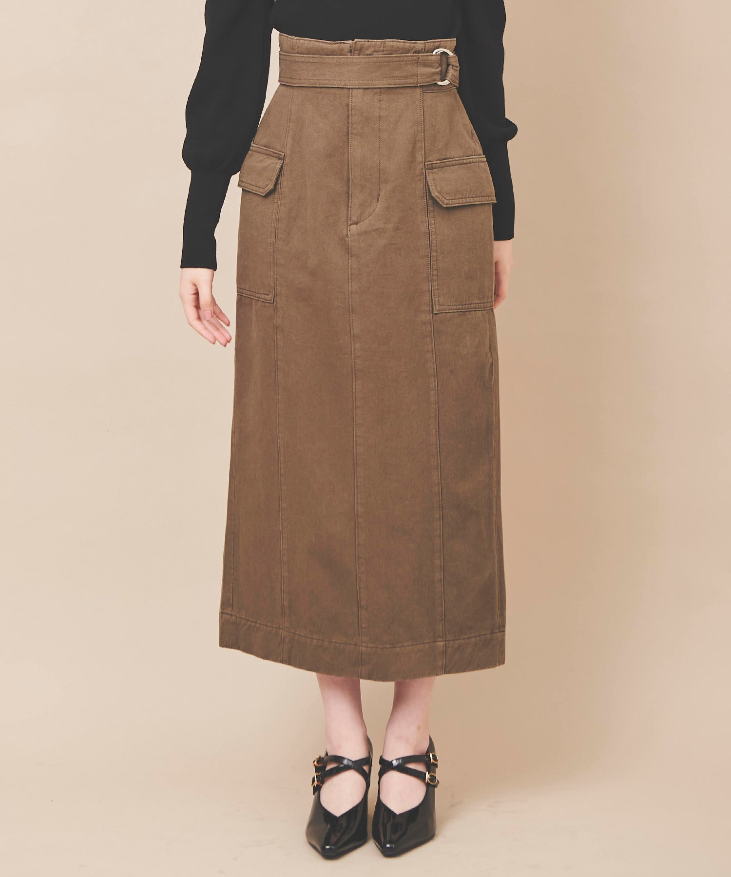 トランテアン ソン ドゥ モード 31 Sons de mode ベルテッドカーゴスカート (カーキ) KHAKI